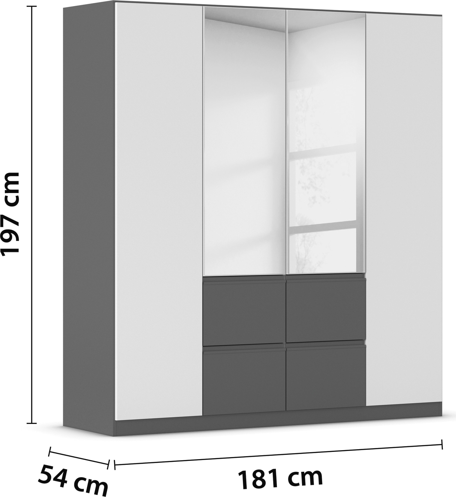 rauch Drehtürenschrank »Kleiderschrank Schrank Garderobe Wäscheschrank BRISTOL in 2 Breiten«, grifflose Front mit Push-to-Open Funktion in 2 Breiten MADE IN GERMANY