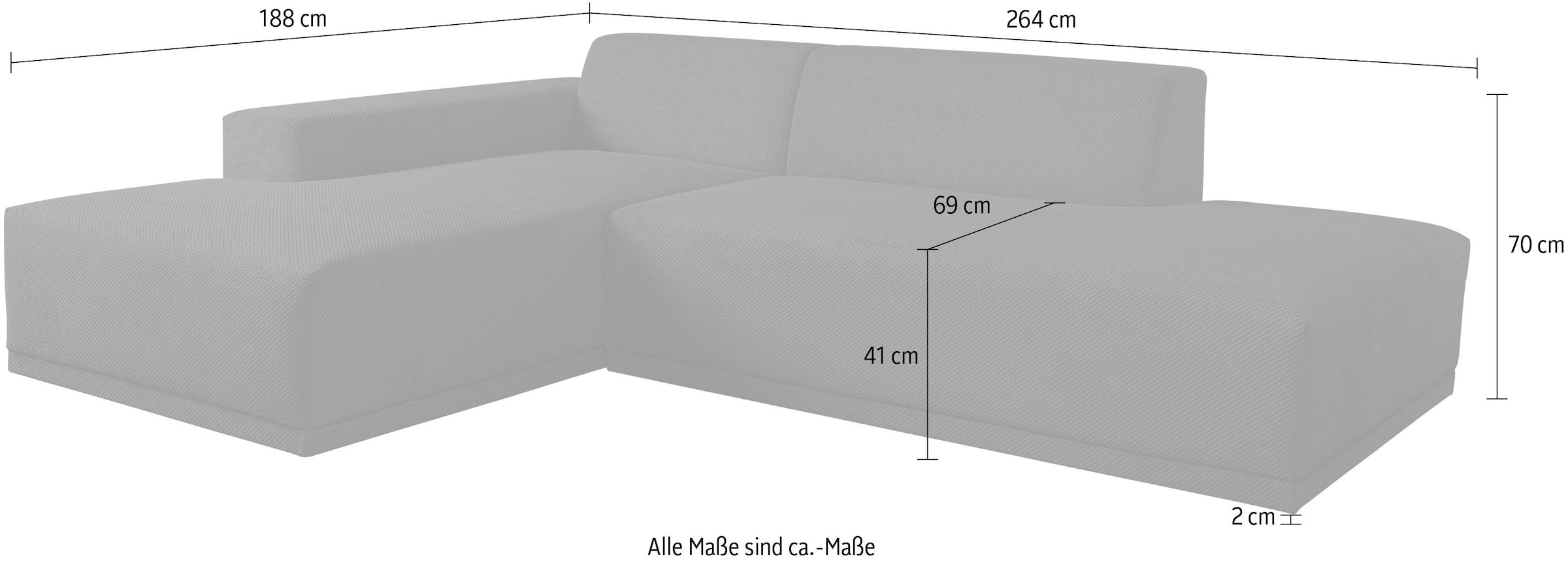 WERK2 Ecksofa »Apollo 264 x 188 cm, bequem, Japandi Design, Cord, viel Platz« Cord, L-Form
