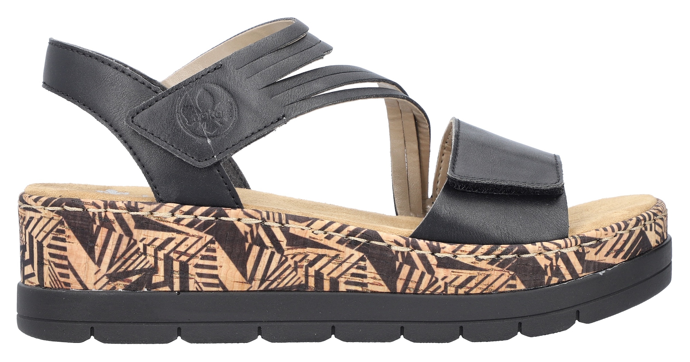 Rieker Keilsandalette  , Sommerschuh, Sandale, Keilabsatz, mit gemusterter Plateausohle