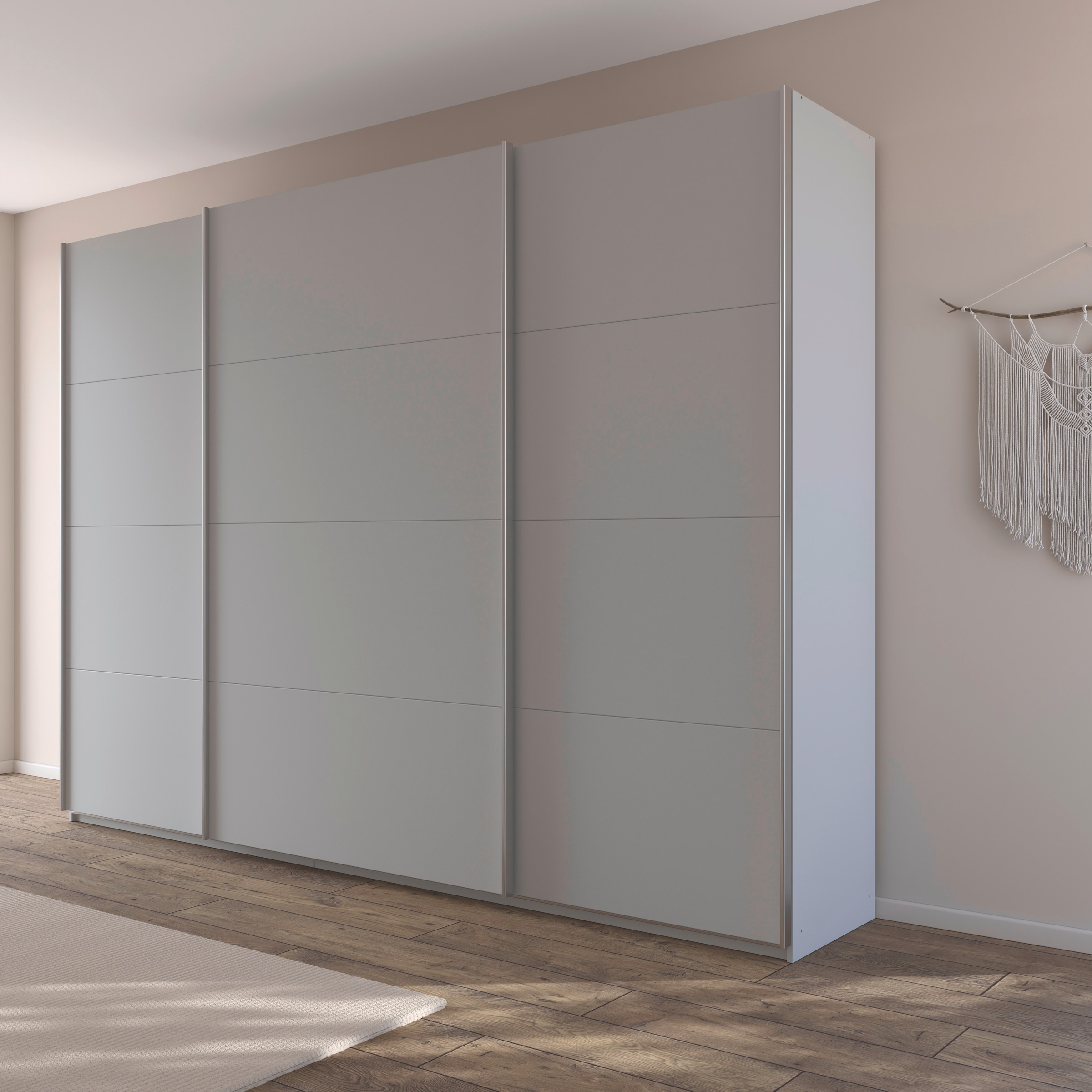 rauch Schwebetürenschrank »Kleiderschrank Schrank Garderobe AGORDO mit Dekor- oder Hochglanzfront«, (in zwei Griff-Farben), durchdachte Innenausstattung, in 4 Breiten und 2 Höhen MADE IN GERMANY