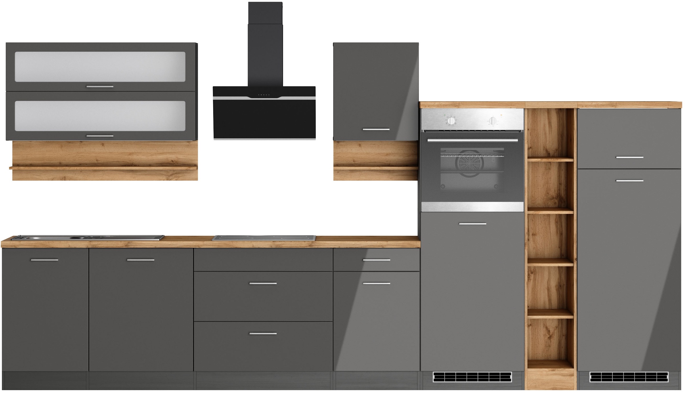 KOCHSTATION Küchenzeile »KS-Milan« 390 cm breit, viel Stauraum, wahlweise m günstig online kaufen