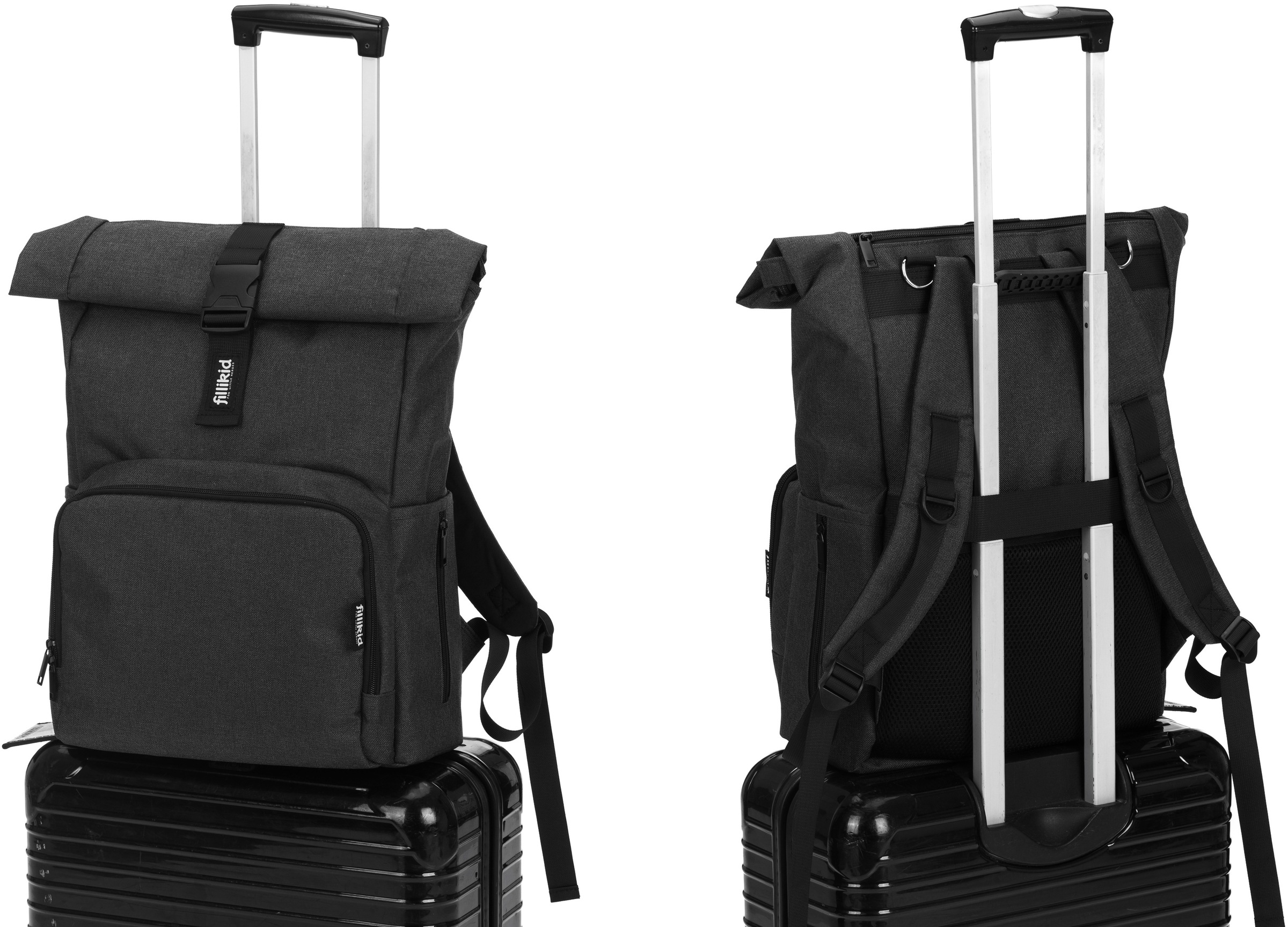 Fillikid Wickelrucksack »Tokio, schwarz melange«, mit Wickelauflage und Volumenerweiterung