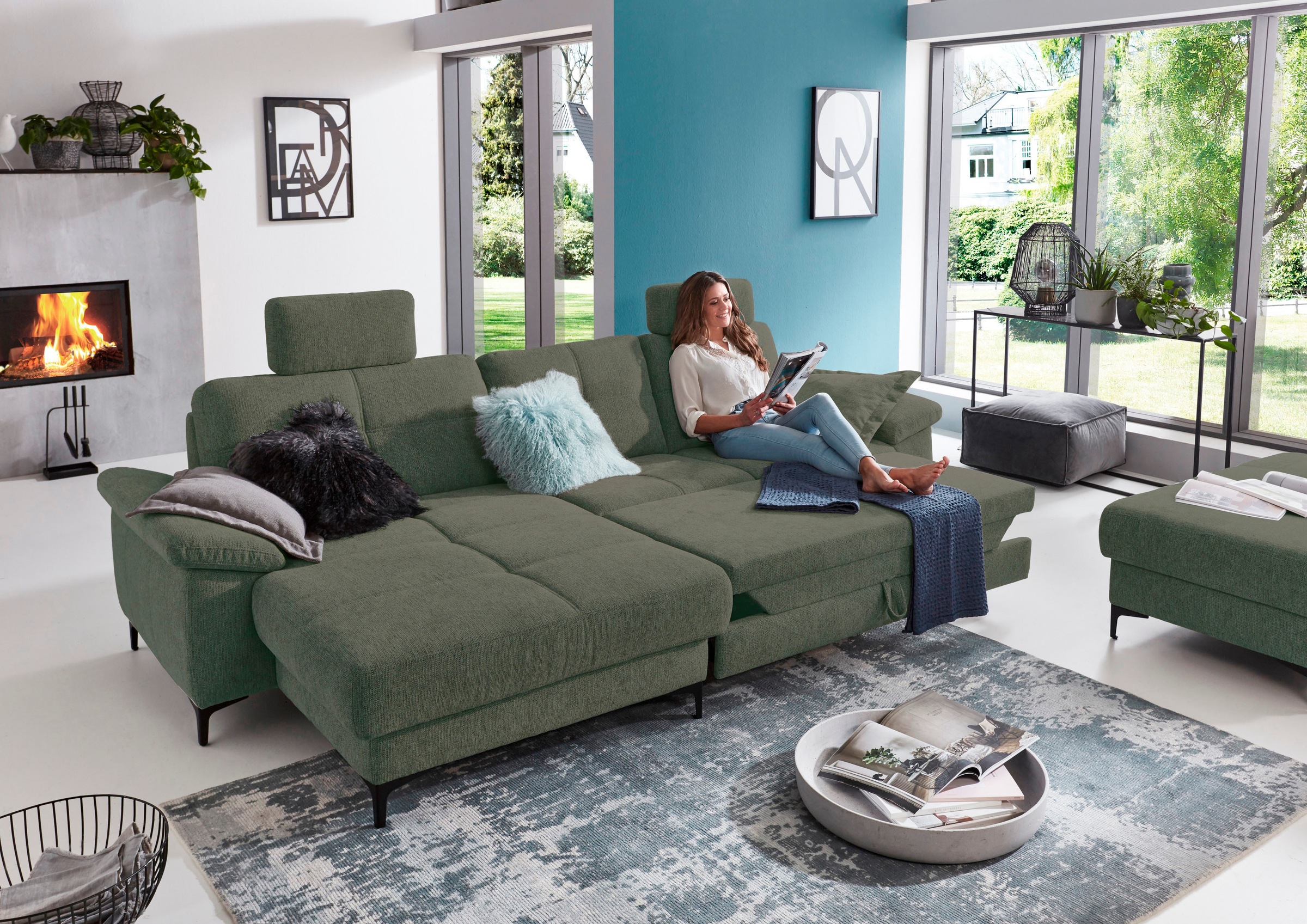 3C Carina Ecksofa »Burnaby bequem und modern, OTTOs Choice, L-Form«, 2 Kopfstützen, optional mit Schlaf- und motorischer Relaxfunktion