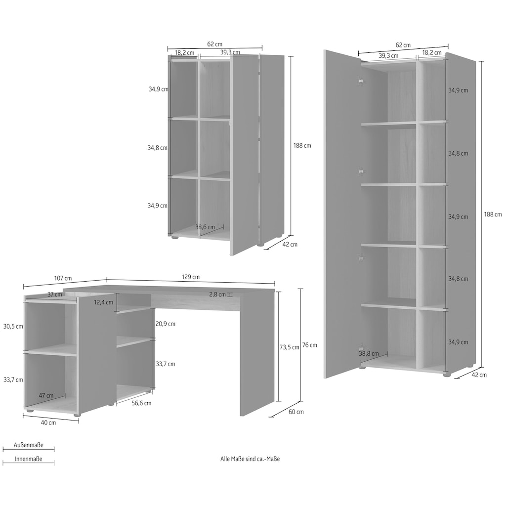 GERMANIA Büro-Set »GW-Austin«, (Set, 3-tlg.)