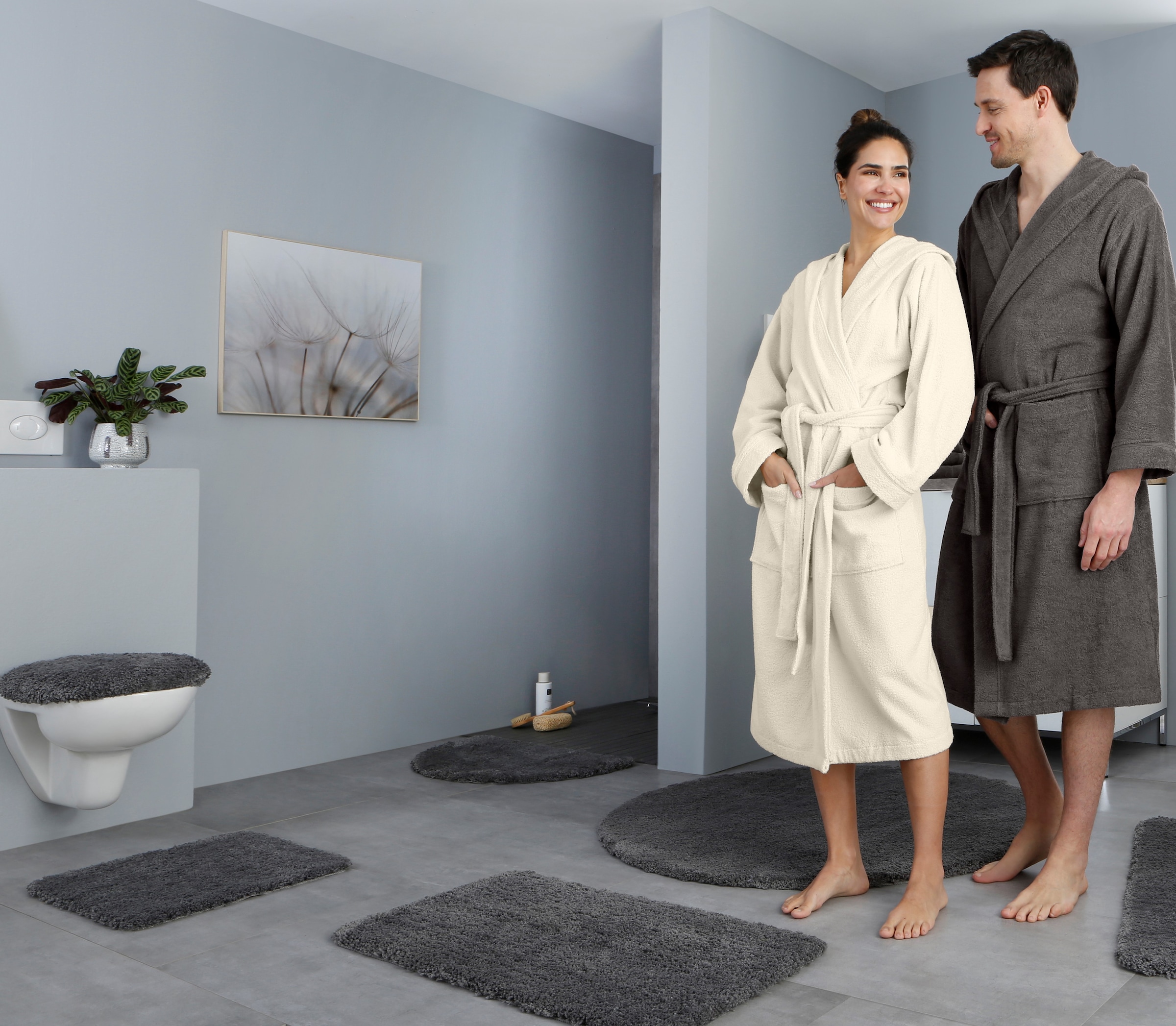 my home Badematte »Sanremo, Badvorleger, Badezimmer Teppich, sehr weich«, rutschhemmend beschichtet, fußbodenheizungsgeeignet-schnell trocknend, Badteppich, unifarben, rechteckig, rund & als 3-tlg. Set erhältlich