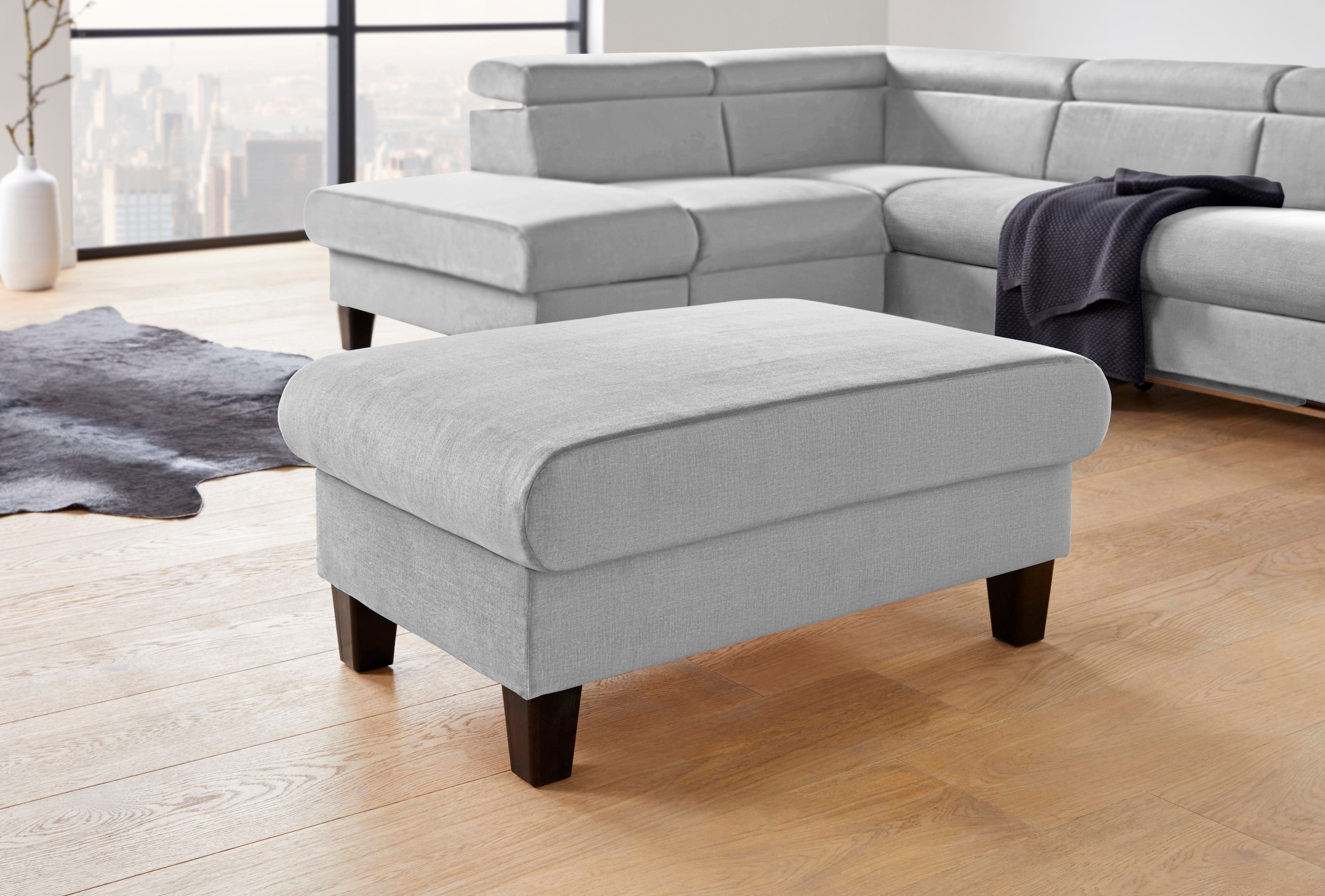 COTTA Polstergarnitur »Morven L-Form«, (Set), Set bestehend aus: Ecksofa mit Kopfteilverstellung & Hocker