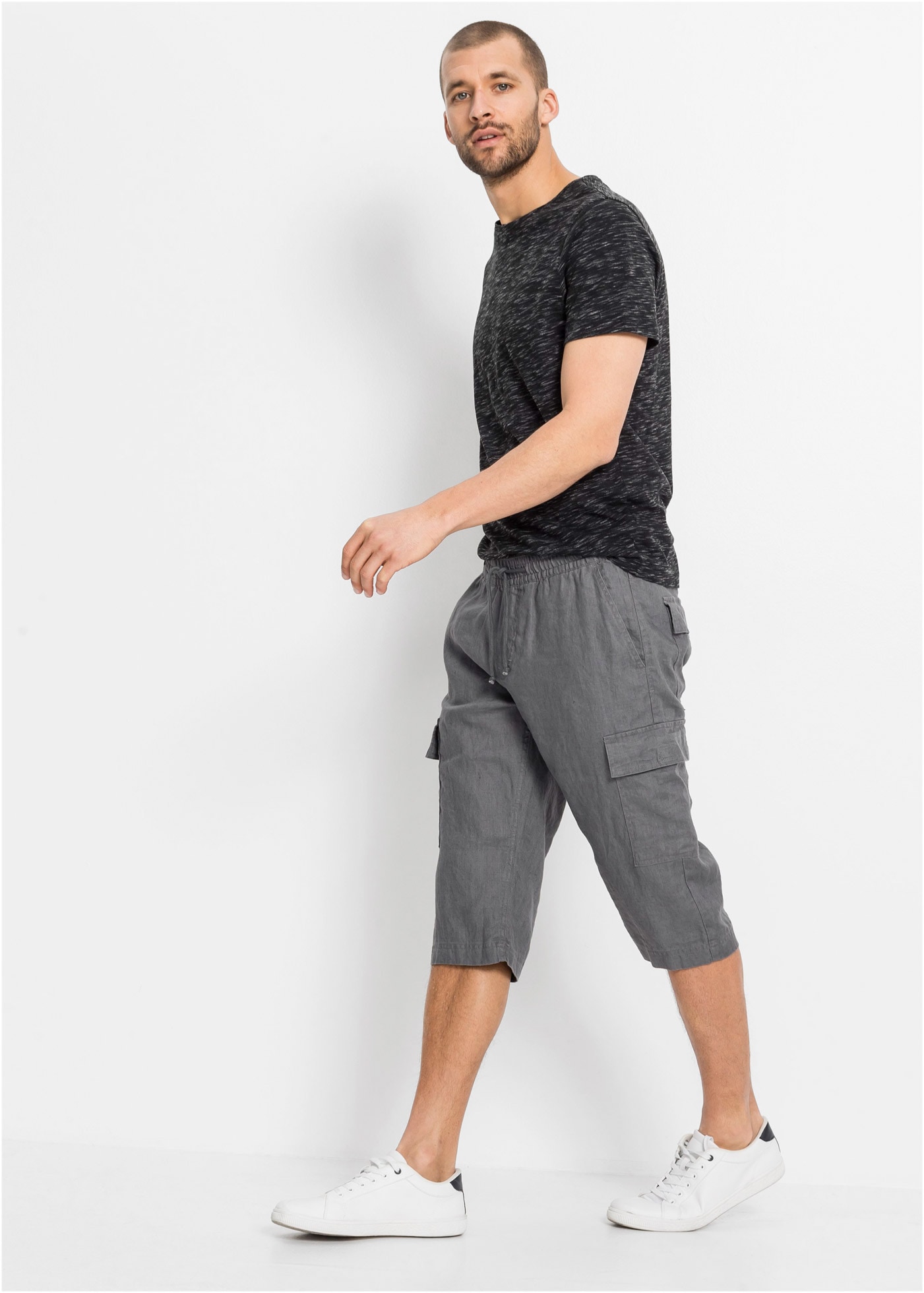 bonprix Cargobermudas  aus Leinen, Regular Fit, mit sechs Taschen, eleganter Stil