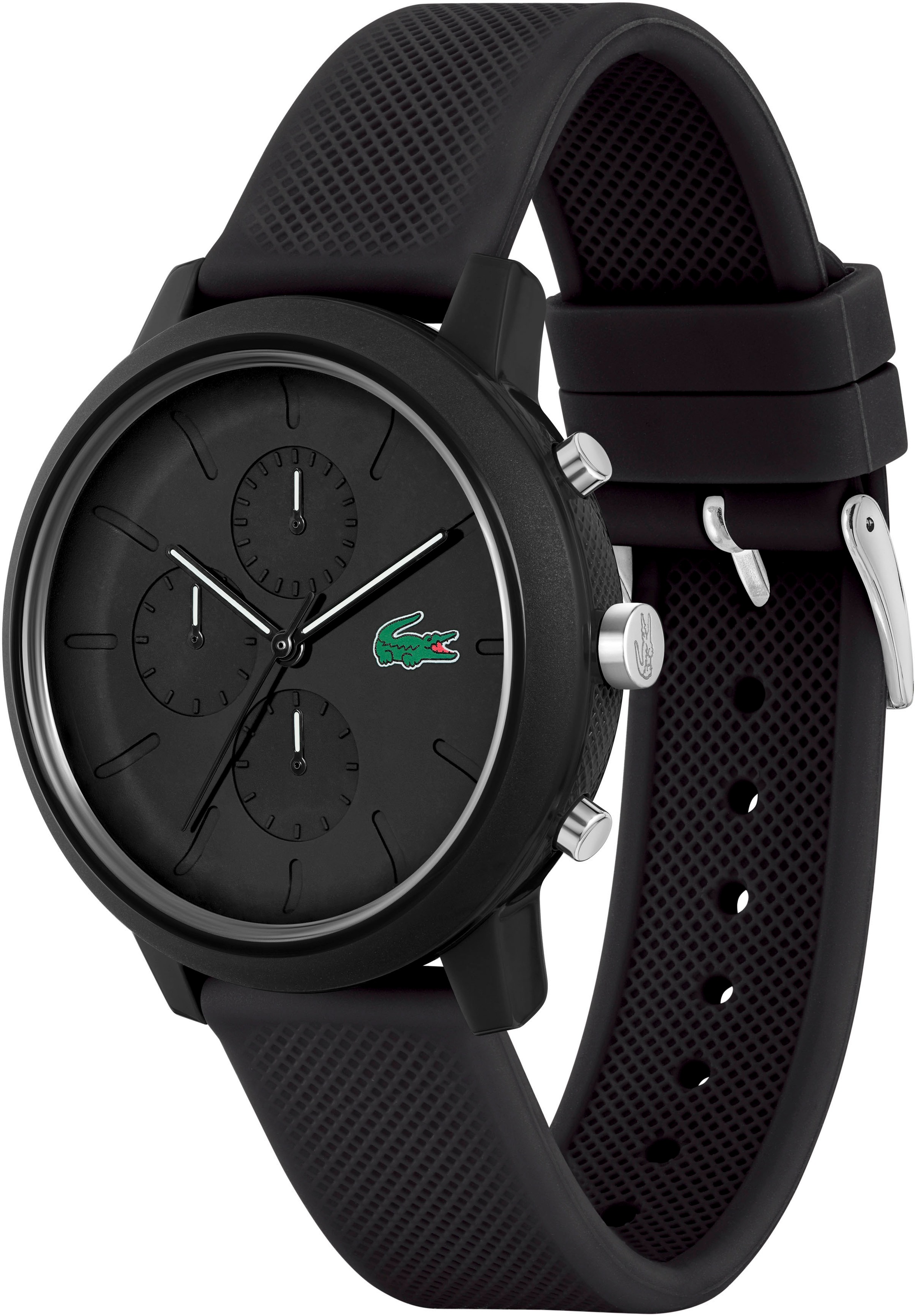 Lacoste Chronograph »LACOSTE.12.12 CHRONO«, Quarzuhr, Armbanduhr, Herrenuhr, Stoppfunktion, Silikonarmband