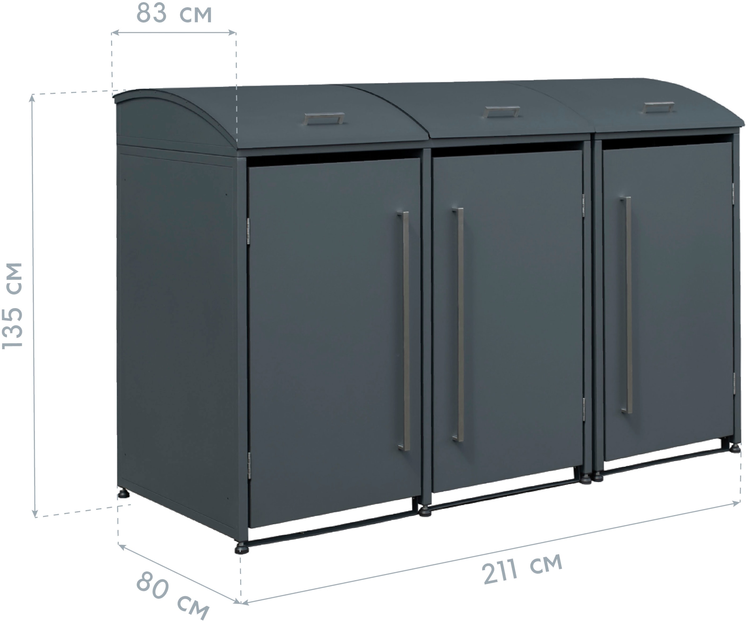 WESTMANN Mülltonnenbox »Moderna 3«, Platz für 3 Mülltonnen je 240 L, BxHxT: 211x83x135 cm