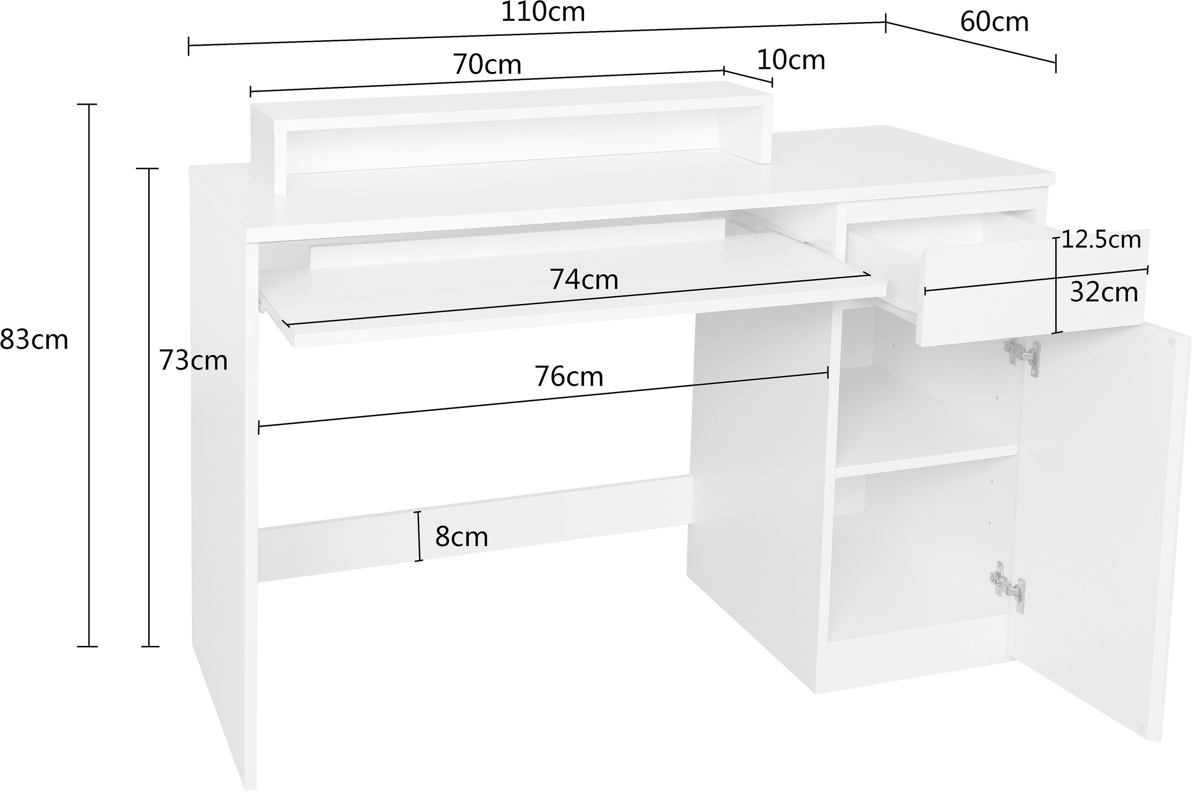 OTTO home Schreibtisch »MATTEO-SRT« mit Tastaturauszug, Monitoraufsatz und reichlich Stauraum