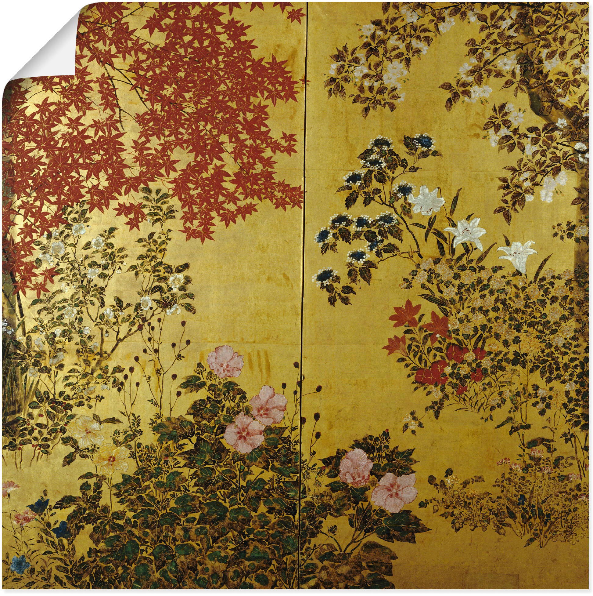 Artland Wandbild »Japanischer Wandschirm 18. Jahrhundert«, Pflanzen, (1 St.), als Leinwandbild, Poster, Wandaufkleber in verschied. Größen