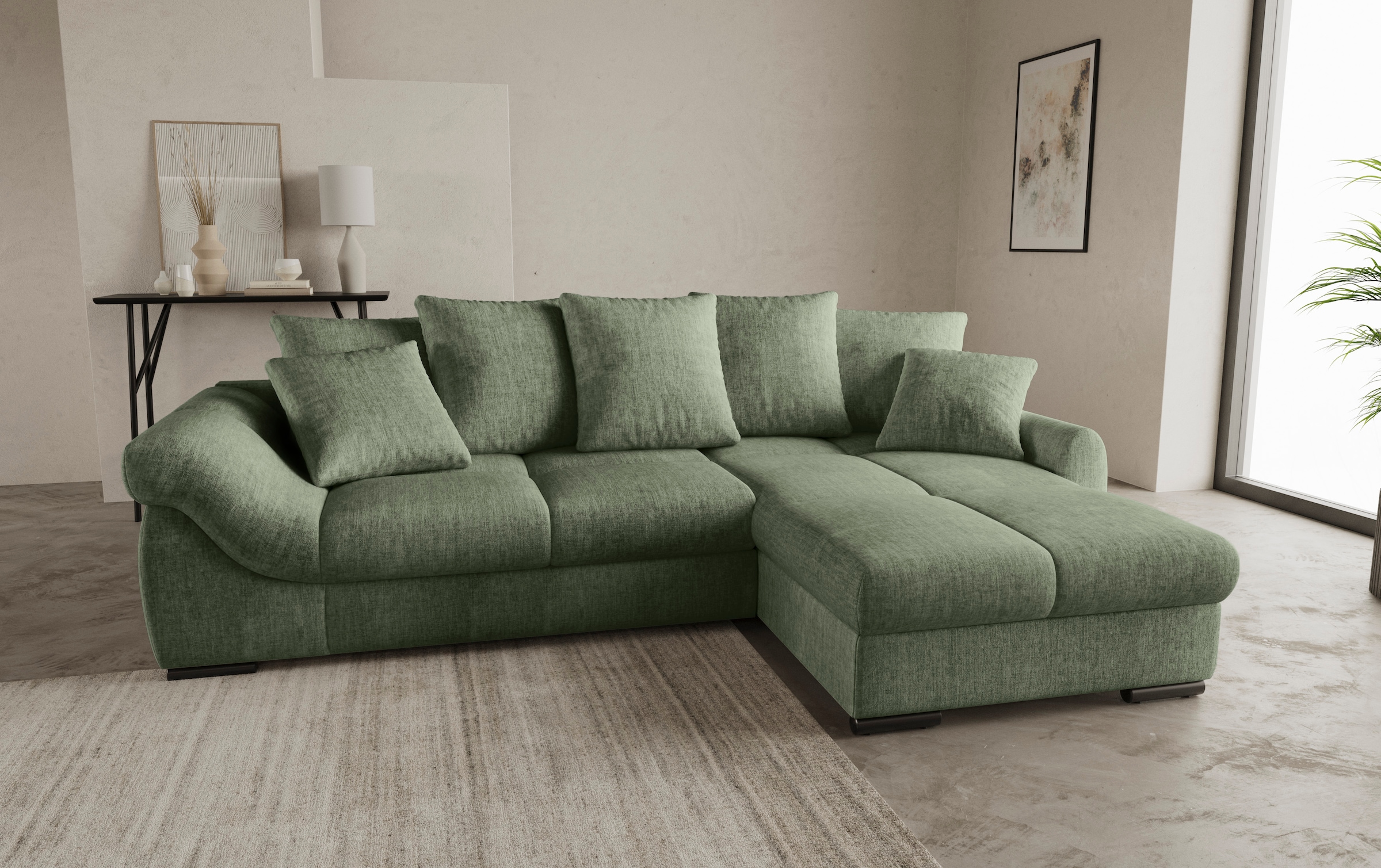 INOSIGN Ecksofa "Livorno", inkl. Hochschläfer-Bettauszug, XL-Bettkasten wei günstig online kaufen