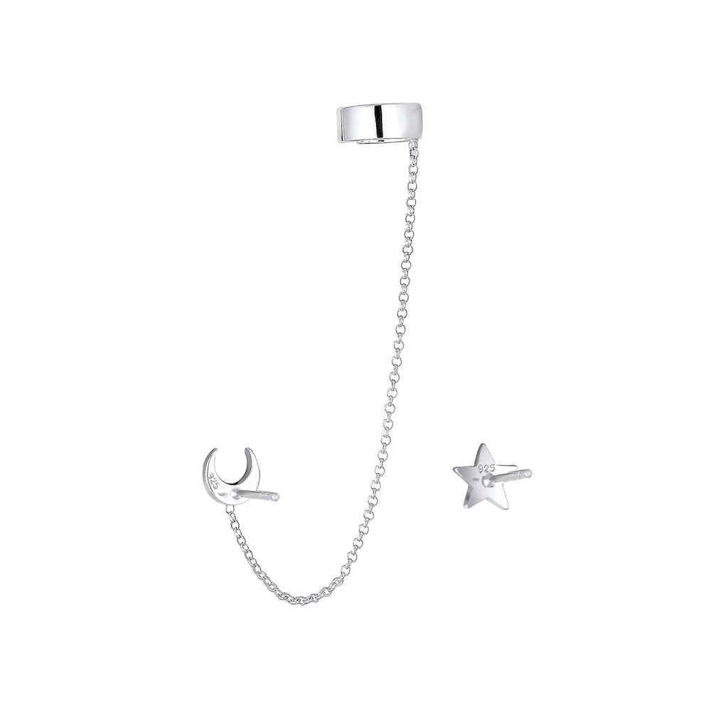 Elli Paar Ohrhaken »Earcuff Astro Sterne Halbmond Blogger 925 Silber«