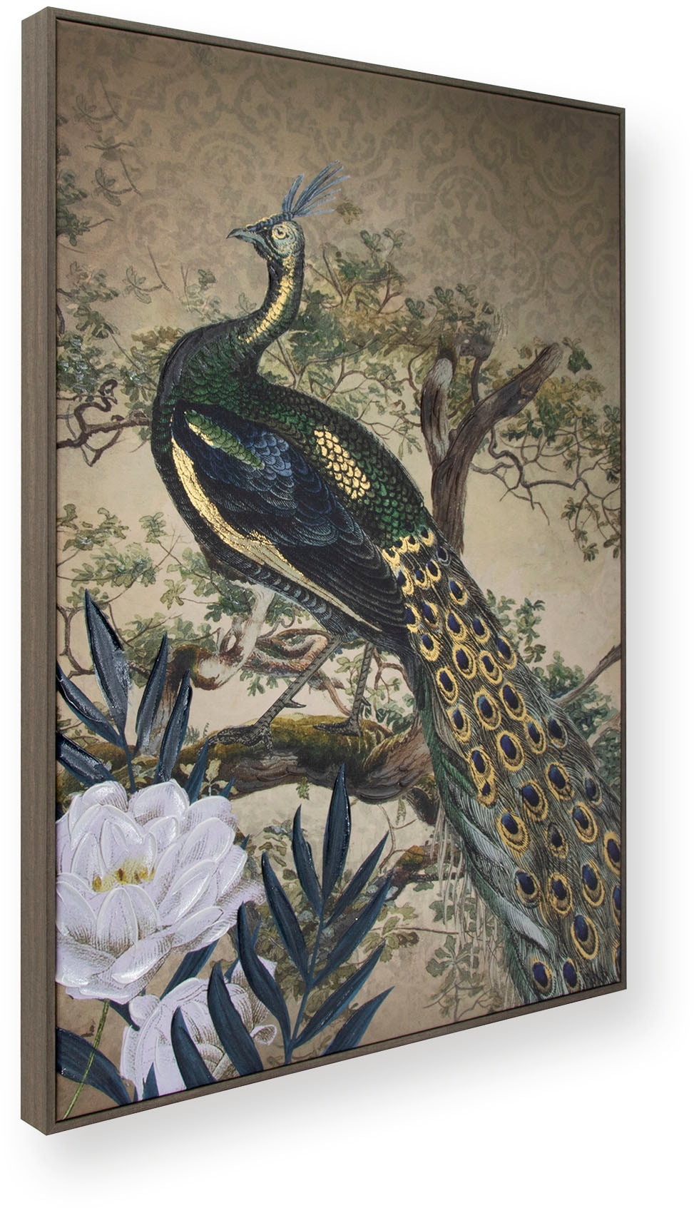 Art for the home Leinwandbild »Pfau« Art | Landschaft 1 Stk. tlg. Leinwand handgemalte Details Pfau im Paradies 70 x 50 cm