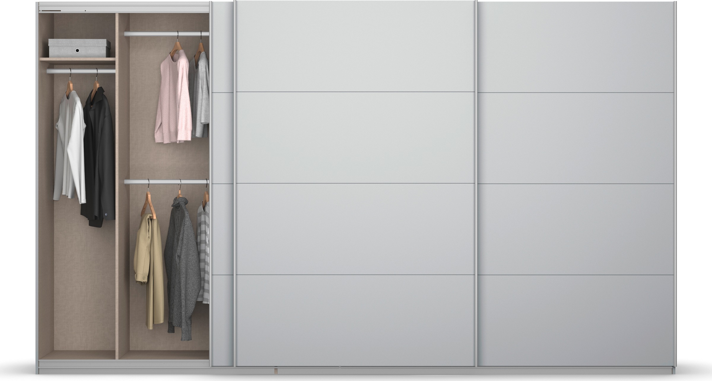 rauch Schwebetürenschrank »Kleiderschrank Schrank Garderobe KOLUNA mit Dekor-Front«, inkl. 2 Innenschubladen sowie extra Einlegeböden MADE IN GERMANY