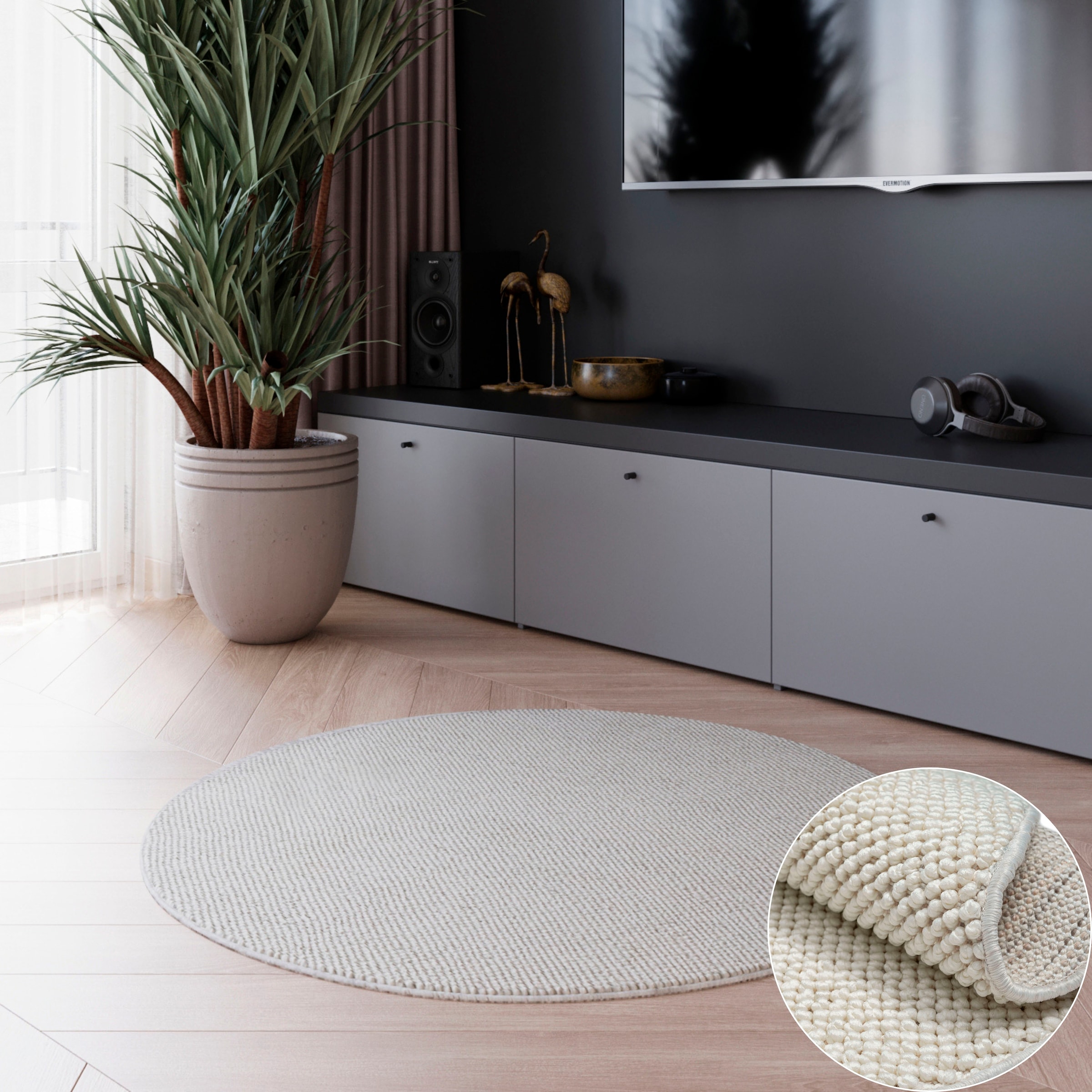 OTTO home Teppich »Vals« rund 7 mm Höhe Uni Farben, meliert, Sisal-Optik, a günstig online kaufen