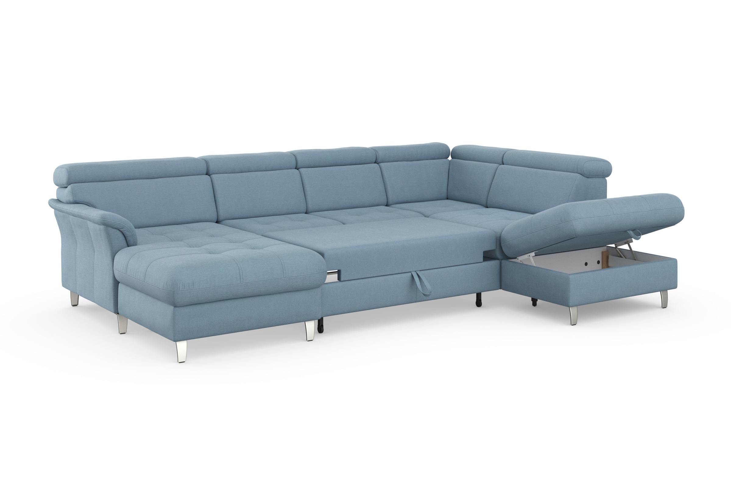 sit&more Wohnlandschaft »Marano U-Form«, inklusive Kopfteilverstellung, wahlweise mit Bettfunktion, Bettkasten