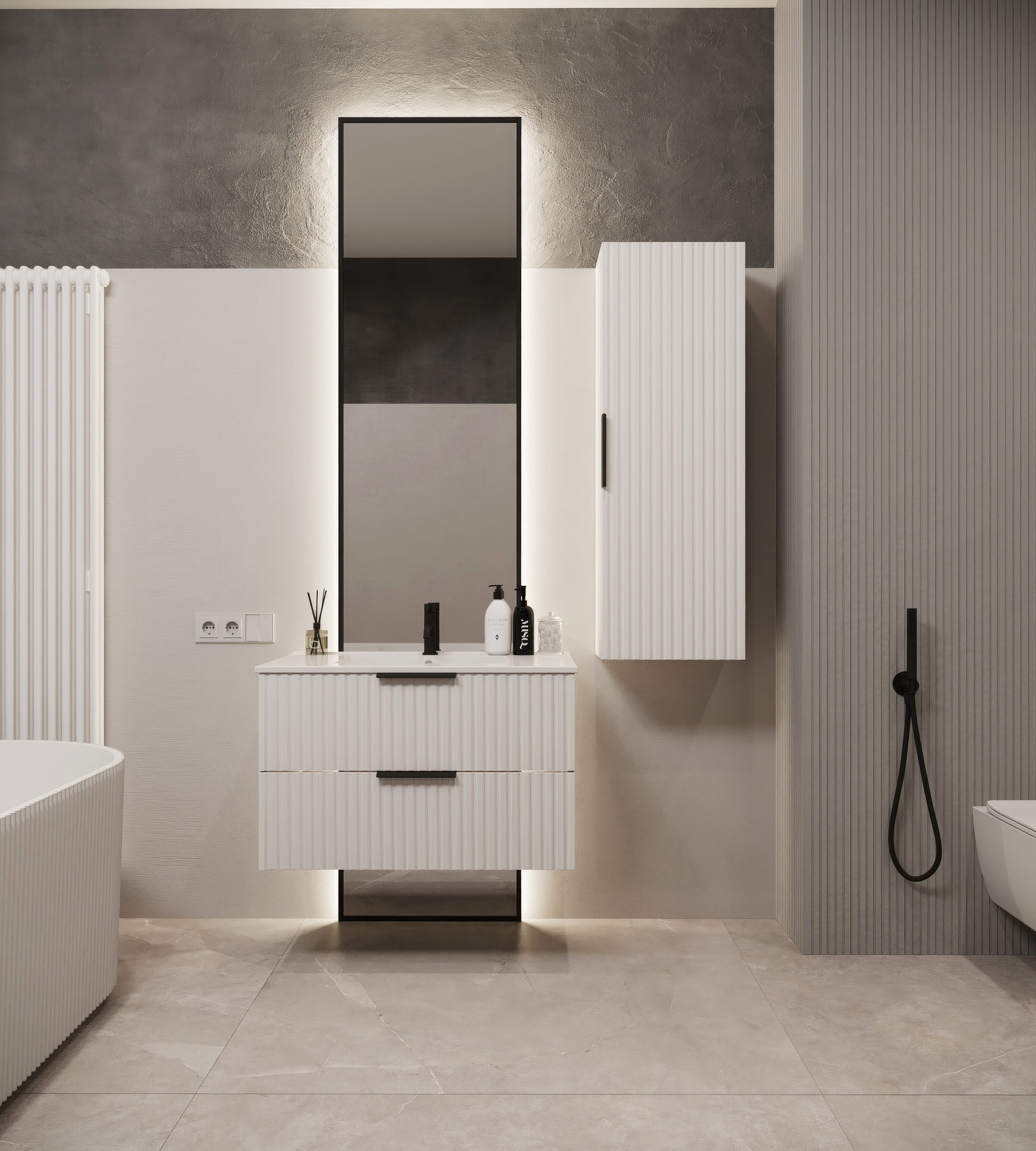 Welltime Hängeschrank "Tibu", weiß (weiß matt), weißmatt, B/H/T: 39,5cm x 115cm x 25,3cm