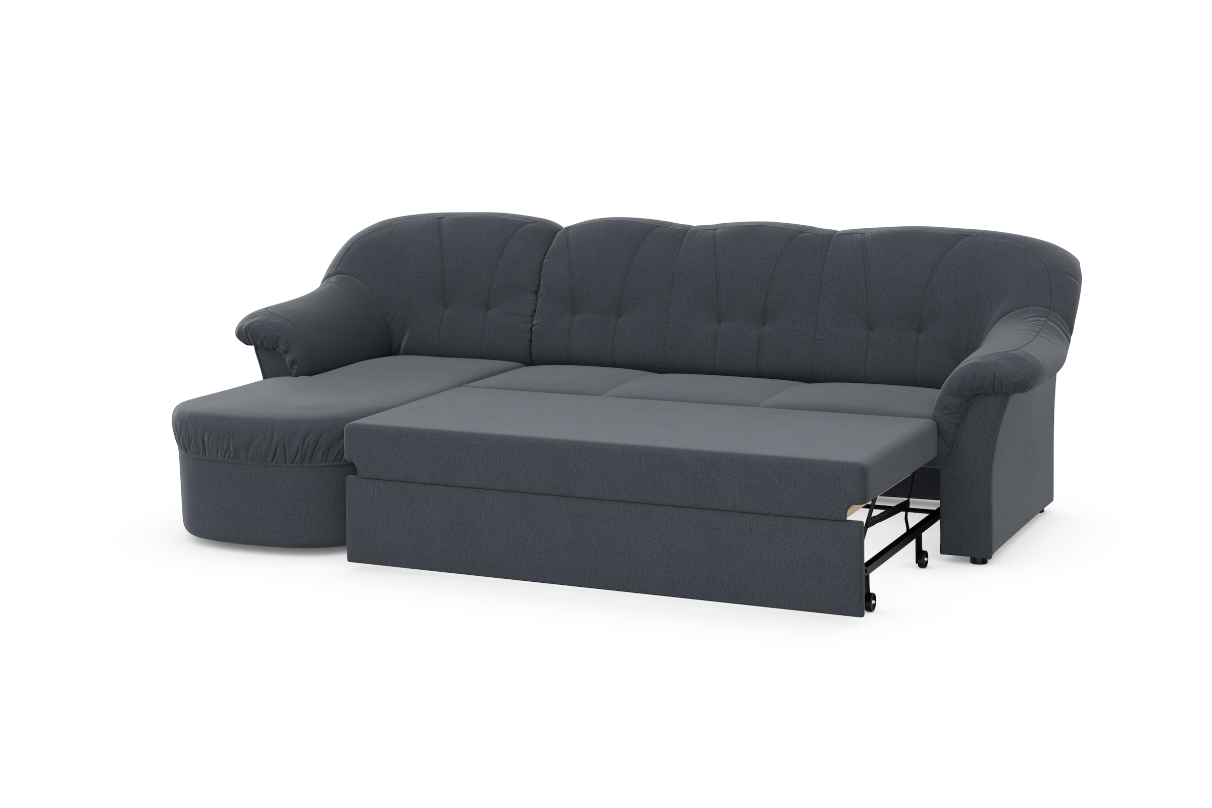 DOMO collection Ecksofa »Pegnitz, elegante Rückensteppung, kompakte Stellmaße 238/141cm, L-Form«, wahlweise mit Bettfunktion