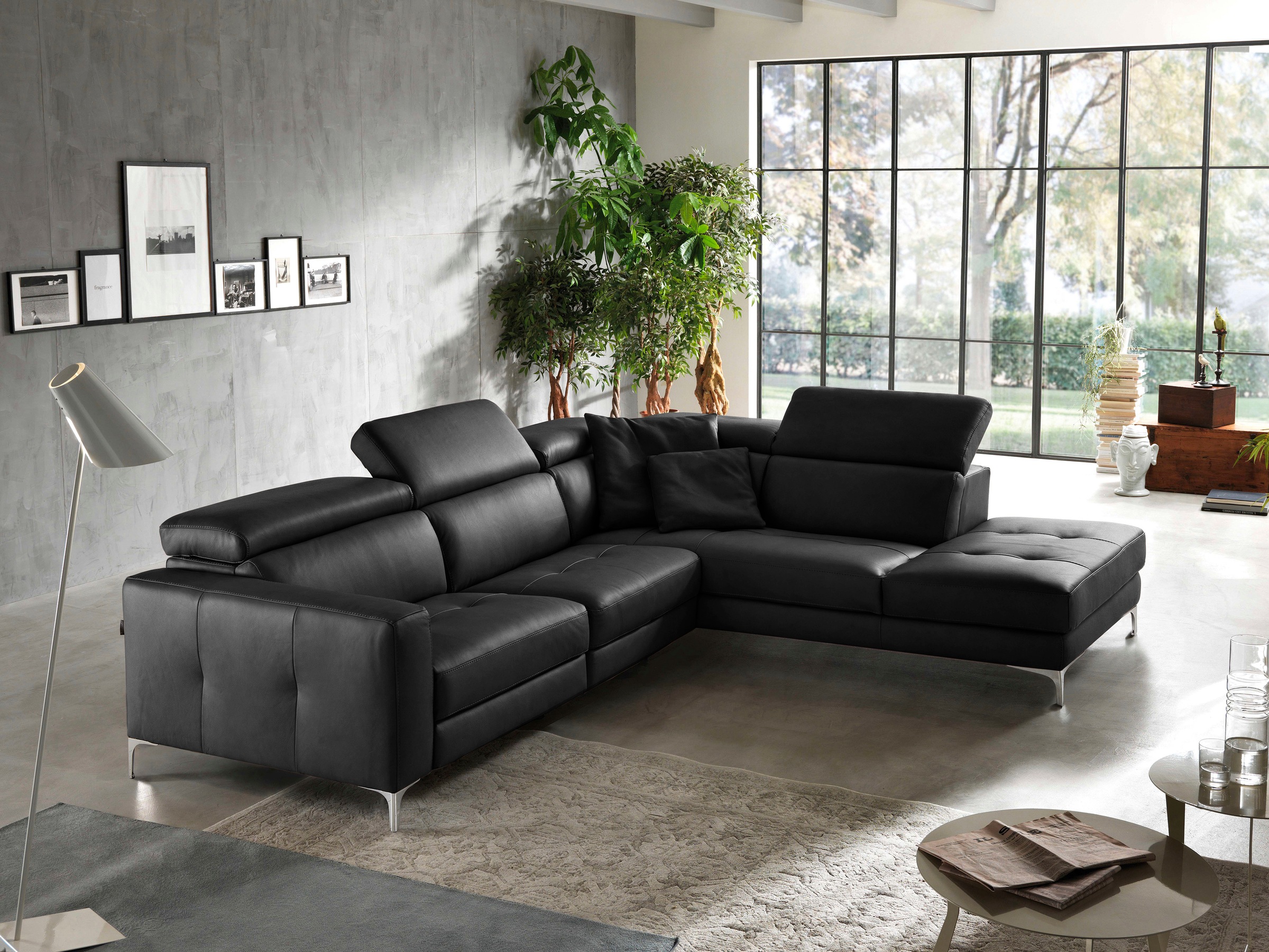 Egoitaliano Ecksofa »Matt, hoher Sitzkomfort und aufwendige Detailverarbeitung, L-Form«, mit Ottomane, inkl. verstellbarer Kopfteile zum Relaxen