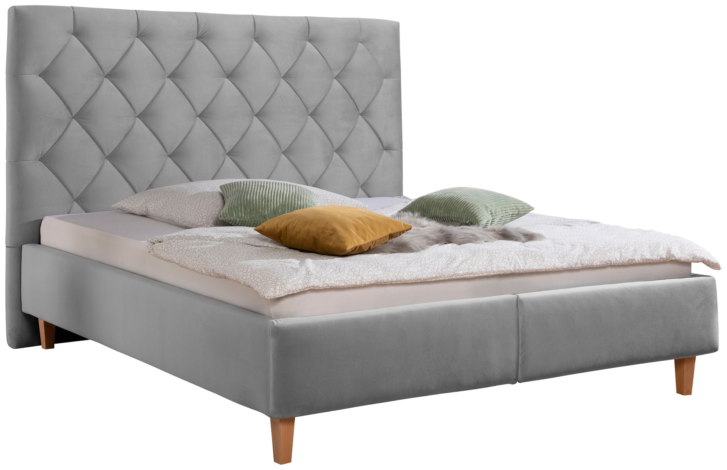 Home affaire Polsterbett »Sunley 140«, Kreuzsteppung, Kopfteilhöhe 142 cm, ohne oder mit Matratze/Lattenrost