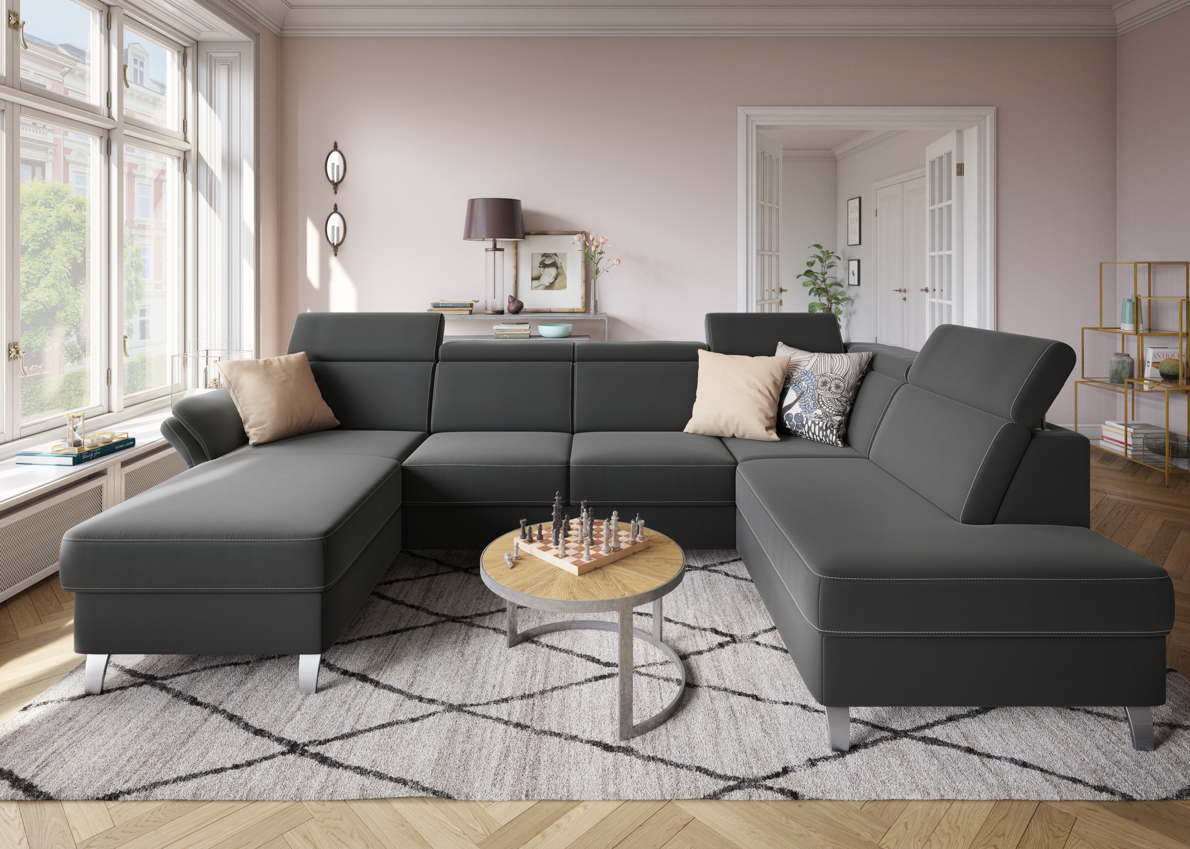 sit&more Wohnlandschaft "Vincenzo U-Form" inklusive Kopfteilverstellung, wa günstig online kaufen