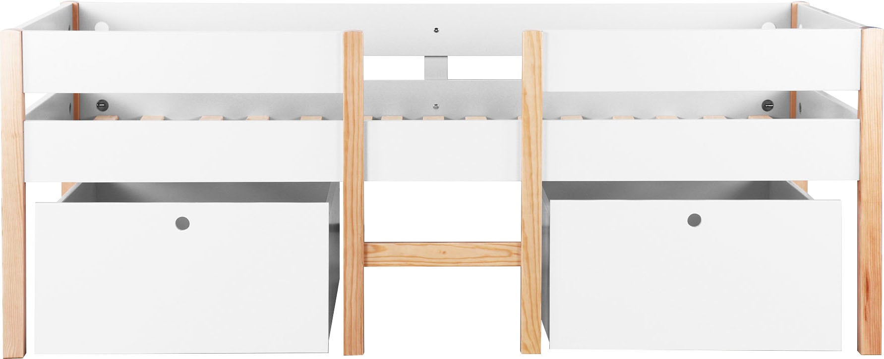 Lüttenhütt Hochbett »Lizzi«, (5 St., mit Leiter und 2 Schubladen, inkl. Lattenrost), mit Leiter und 2 Schubladen, inkl. Lattenrost