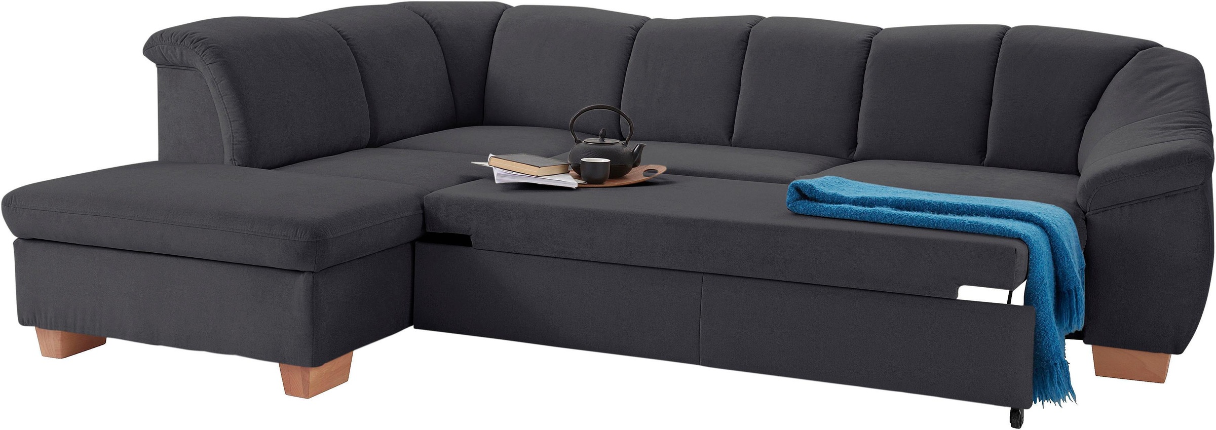 sit&more Ecksofa »Santo L-Form«, mit Federkern, wahlweise mit Bettfunktion und Stauraum