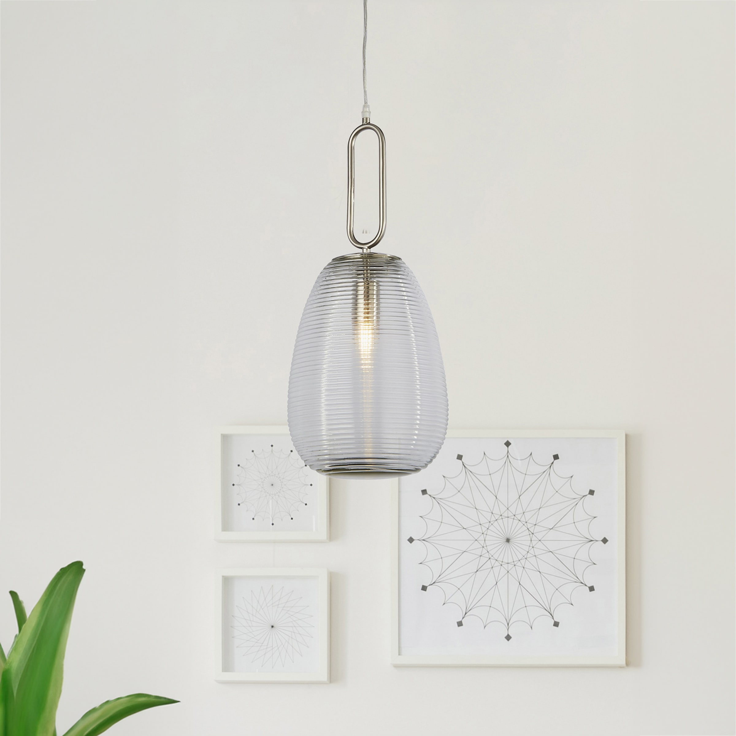 Searchlight Pendelleuchte »Elixir-Pendelleuchte - Nickel und geripptes Glas« E27 1 Stk.