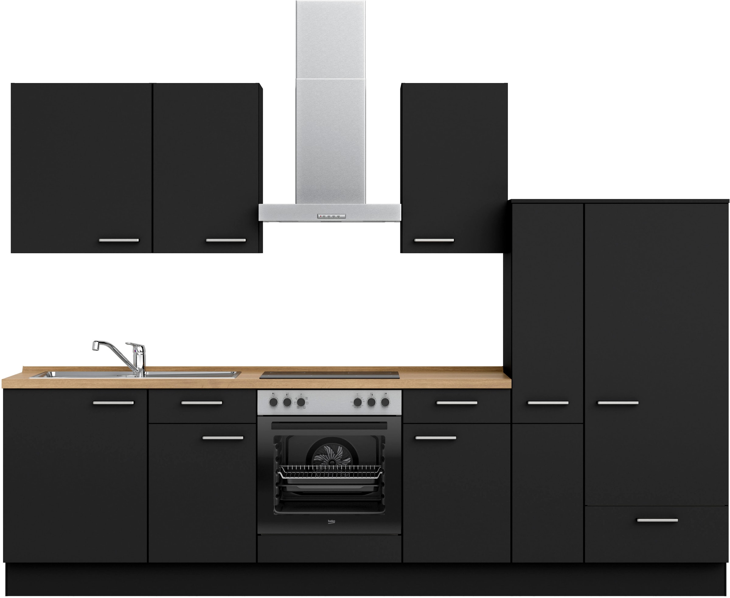 nobilia® Küchenzeile »"Touch I", NEU: individuell anpassbar mit gratis Profi-Beratung« vormontiert, Breite 300 cm, Ausrichtung wählbar, wahlw. mit E-Geräten
