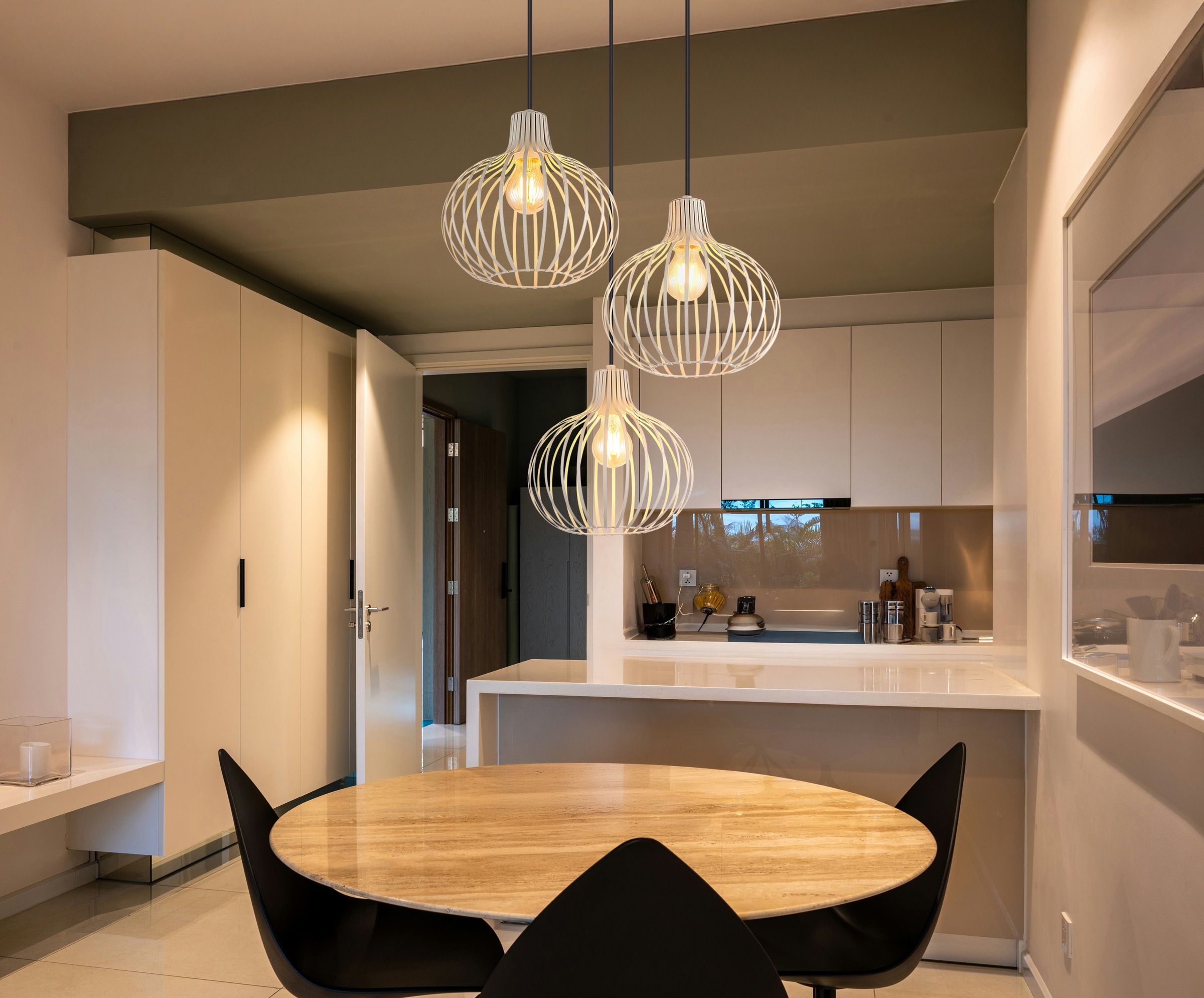 my home Hängeleuchte »Heta, Hängelampe Metall cremefarben, exkl. 3x E27 40W günstig online kaufen