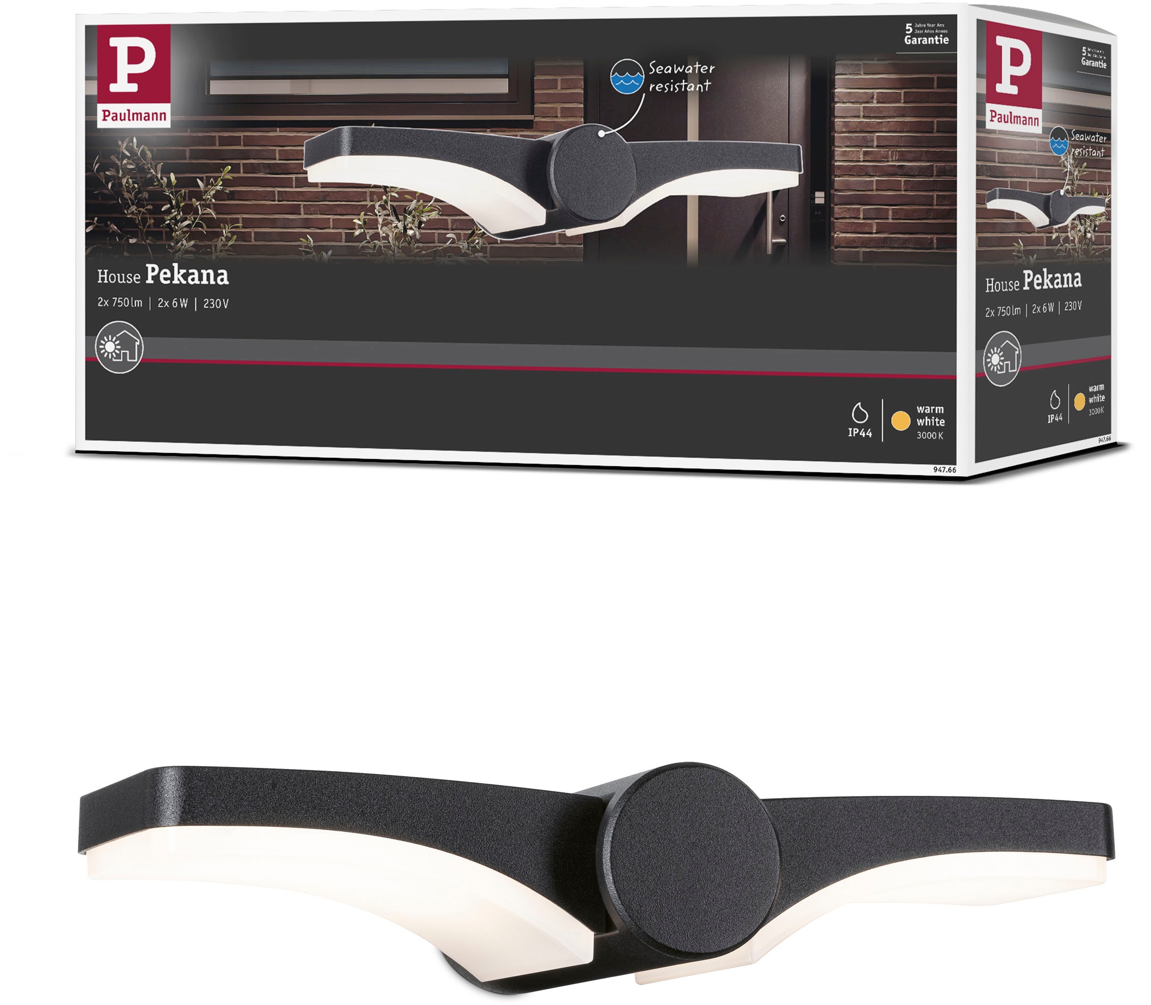 Paulmann LED Außen-Wandleuchte »Outdoor 230V Pekana IP44 anthrazit«, 2 flam günstig online kaufen
