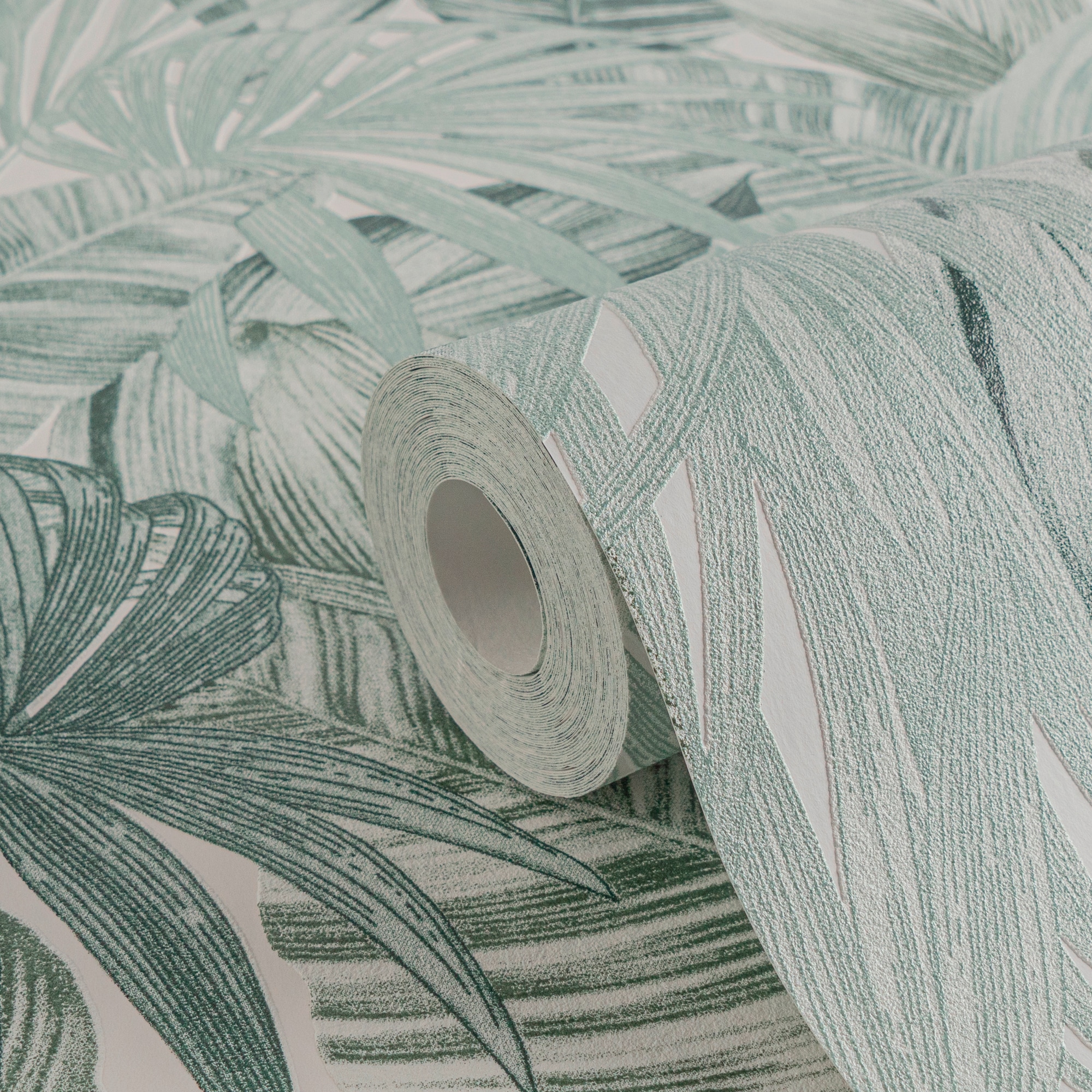 A.S. Création Vliestapete »Attractive 2 Dschungeltapete« gemustert | matt | neutral leicht strukturiert Palmentapete Dschungeltapete leicht strukturiert Tapeten Design Optik