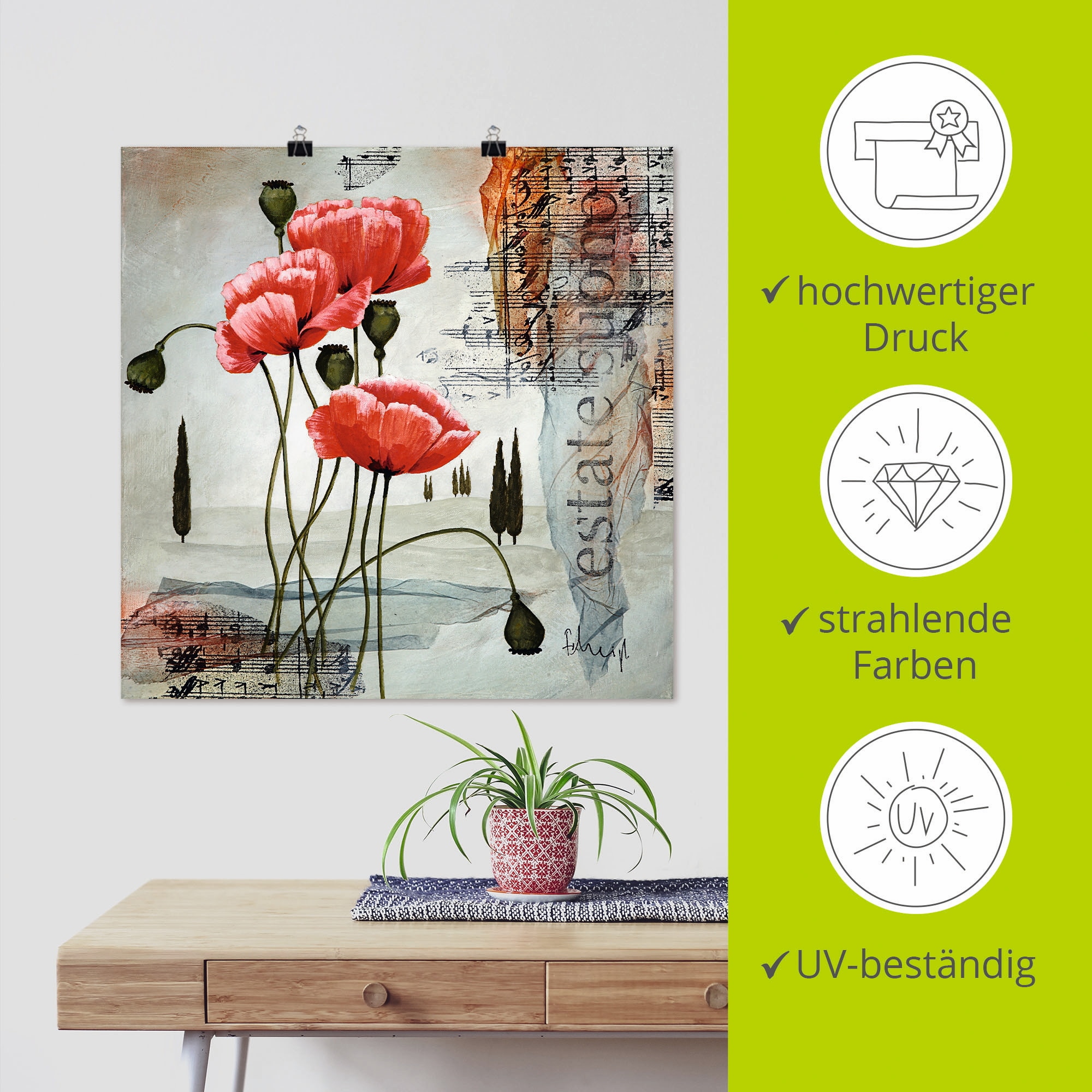 Artland Wandbild »Klatschmohn«, Blumen, (1 St.), als Leinwandbild, Poster, Wandaufkleber in verschied. Größen