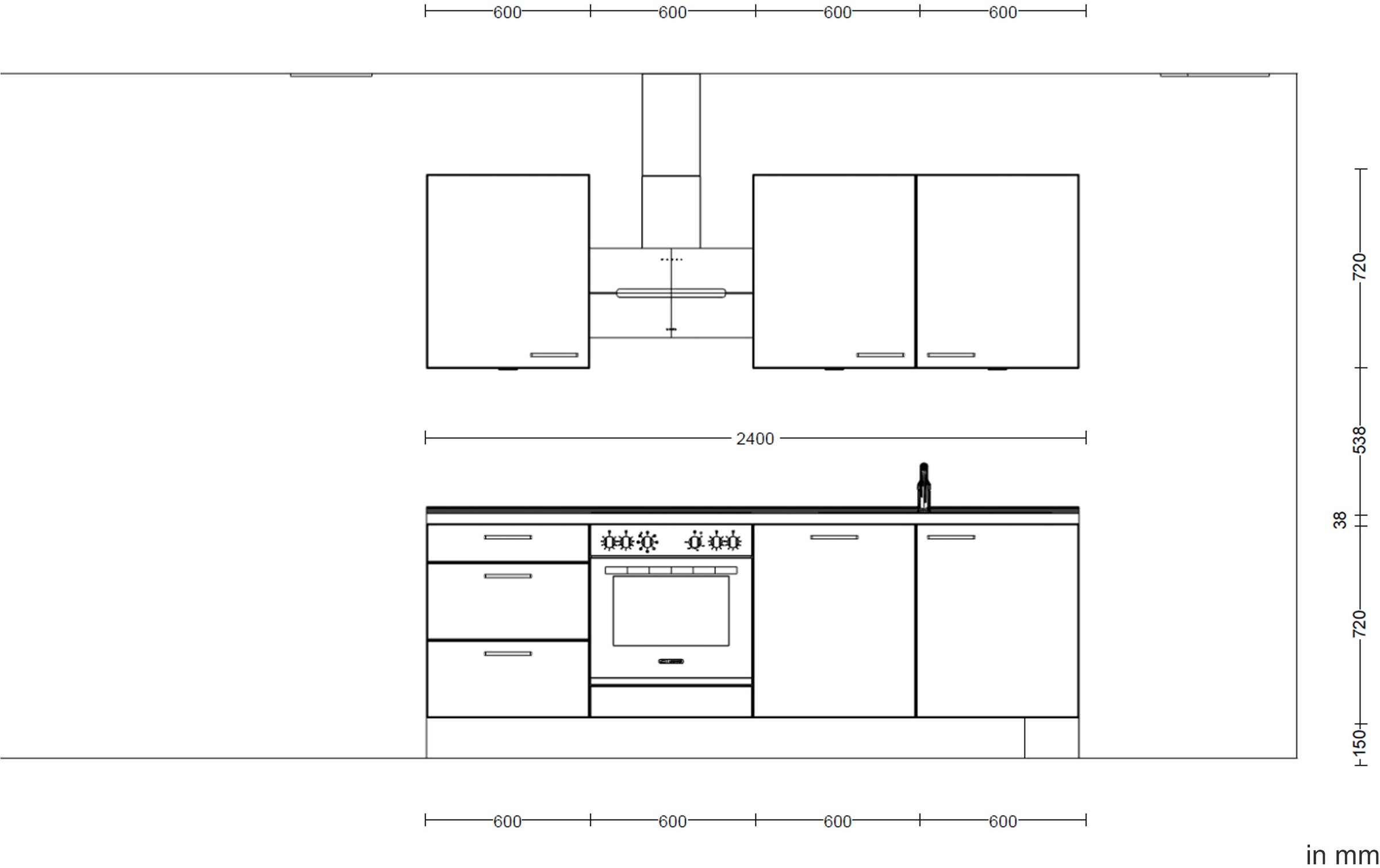 nobilia® Küchenzeile »"Easytouch II"«, vormontiert, Ausrichtung wählbar, Breite 240 cm, wahlw. mit E-Geräten