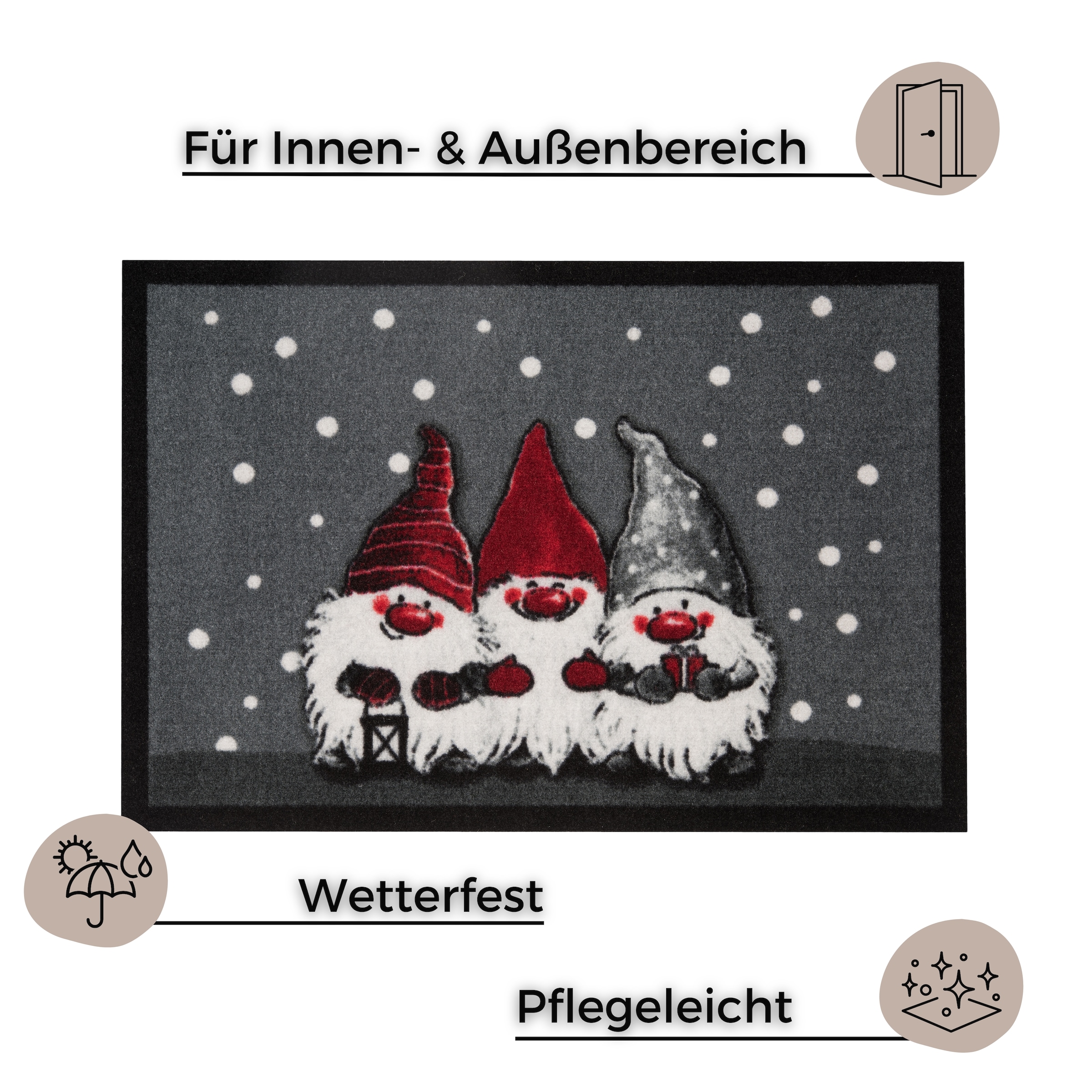 HANSE Home Fußmatte »3 Zwerge«, rechteckig, 7 mm Höhe, Schmutzfangmatte, Outdoor, Rutschfest, Weihnachten, Waschbar, Innen