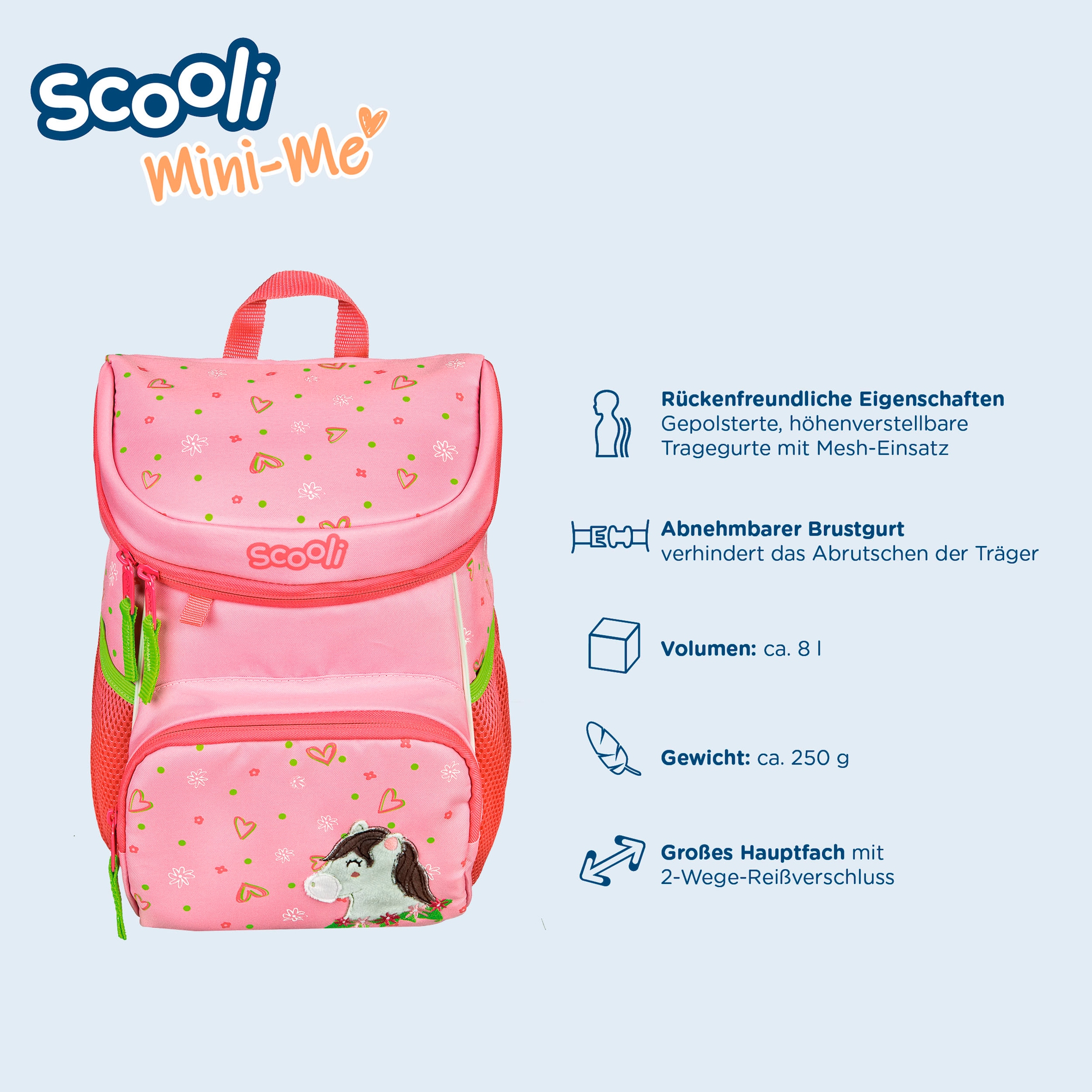 Scooli Kinderrucksack »Mini-Me, Polly Pony«, Reflektoren
