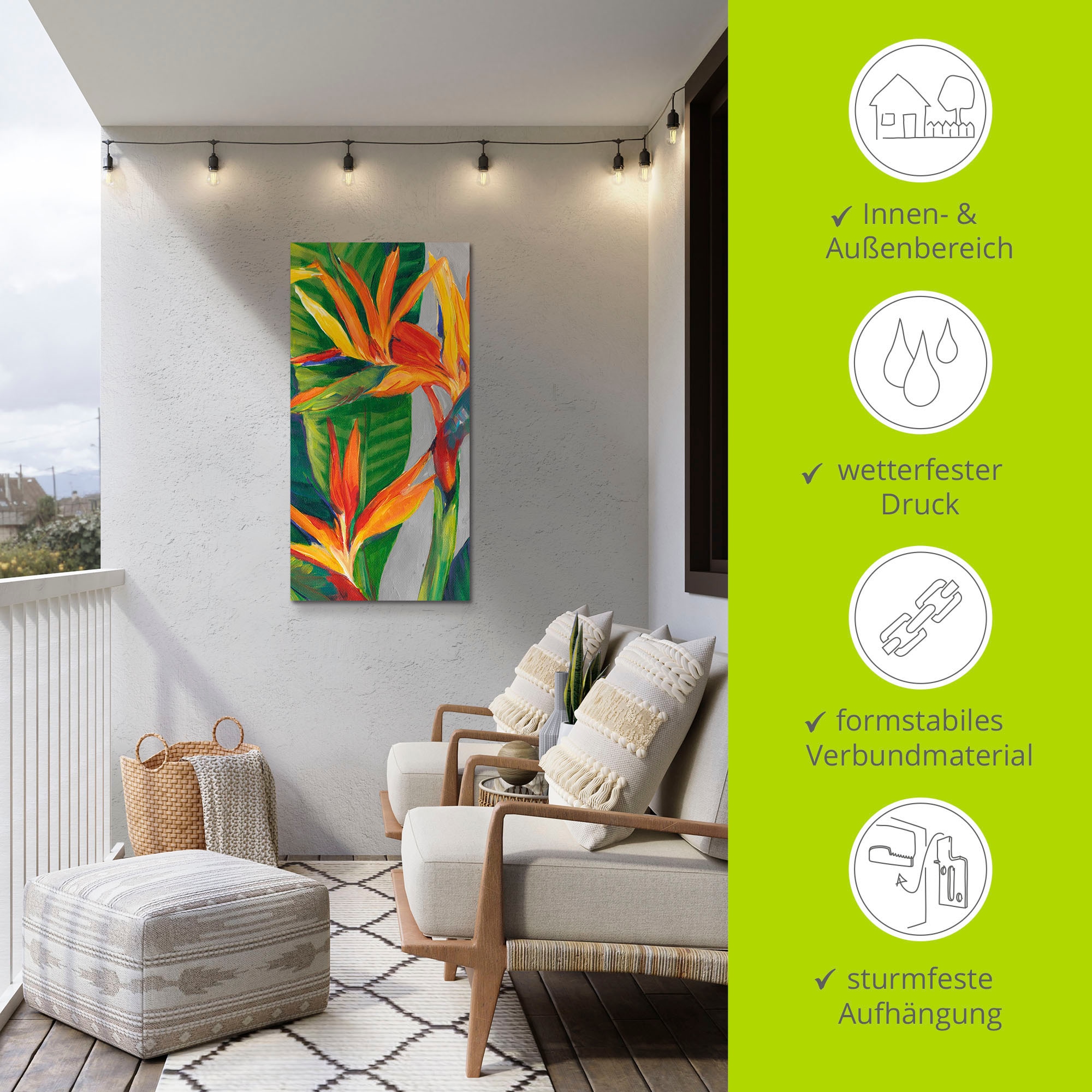 Artland Wandbild »Paradiesvogel II«, Pflanzen, (1 St.), als Alubild, Outdoorbild, Leinwandbild, Poster in verschied. Größen
