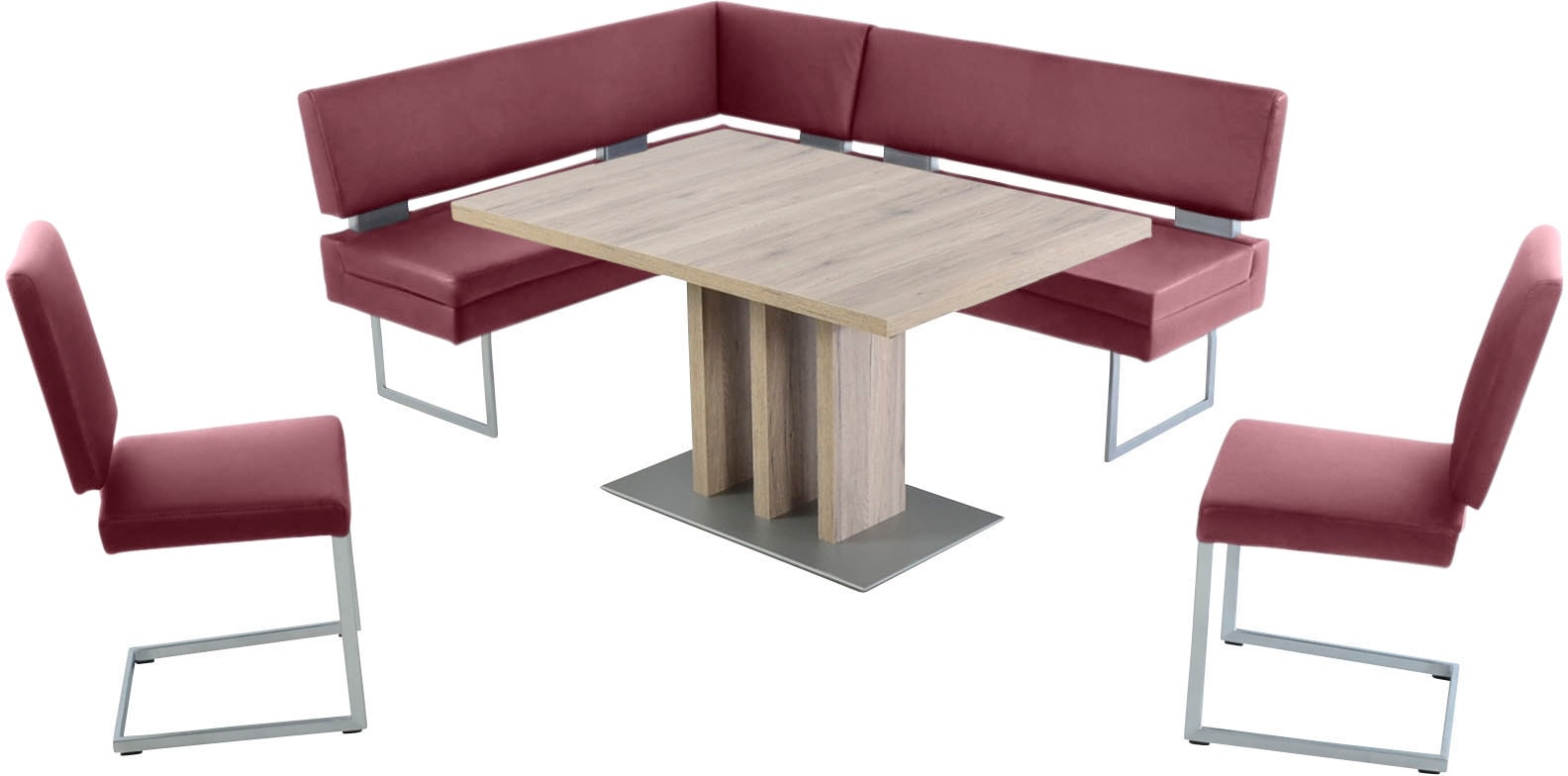 K+W Komfort & Wohnen Essgruppe, (4 tlg.), langer Schenkel links oder rechts, 2 Freischwinger, 1 Funktionstisch
