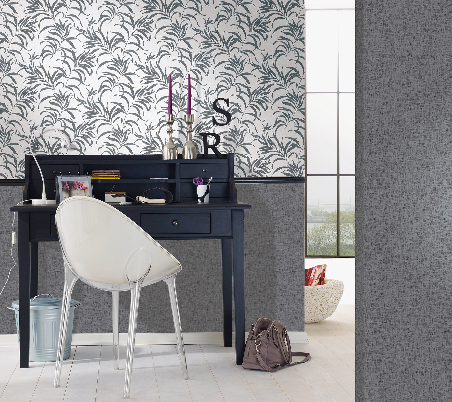 Marburg Vliestapete »Weiß-Grau«, floral, moderne Tapete für Wohnzimmer Schl günstig online kaufen