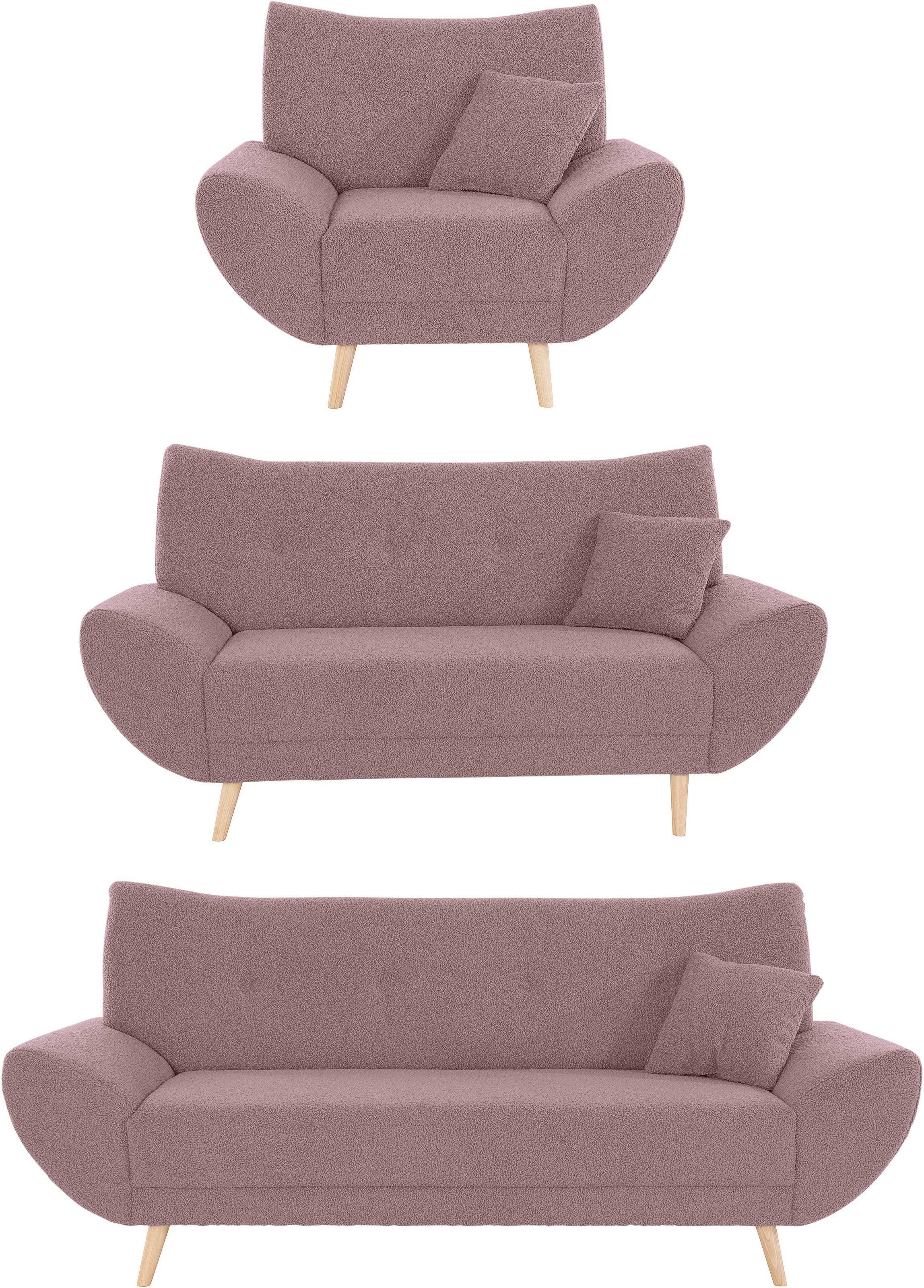 Home affaire Polstergarnitur »Basta« 3 Stk. tlg. Komfortable Wellenunterfed günstig online kaufen