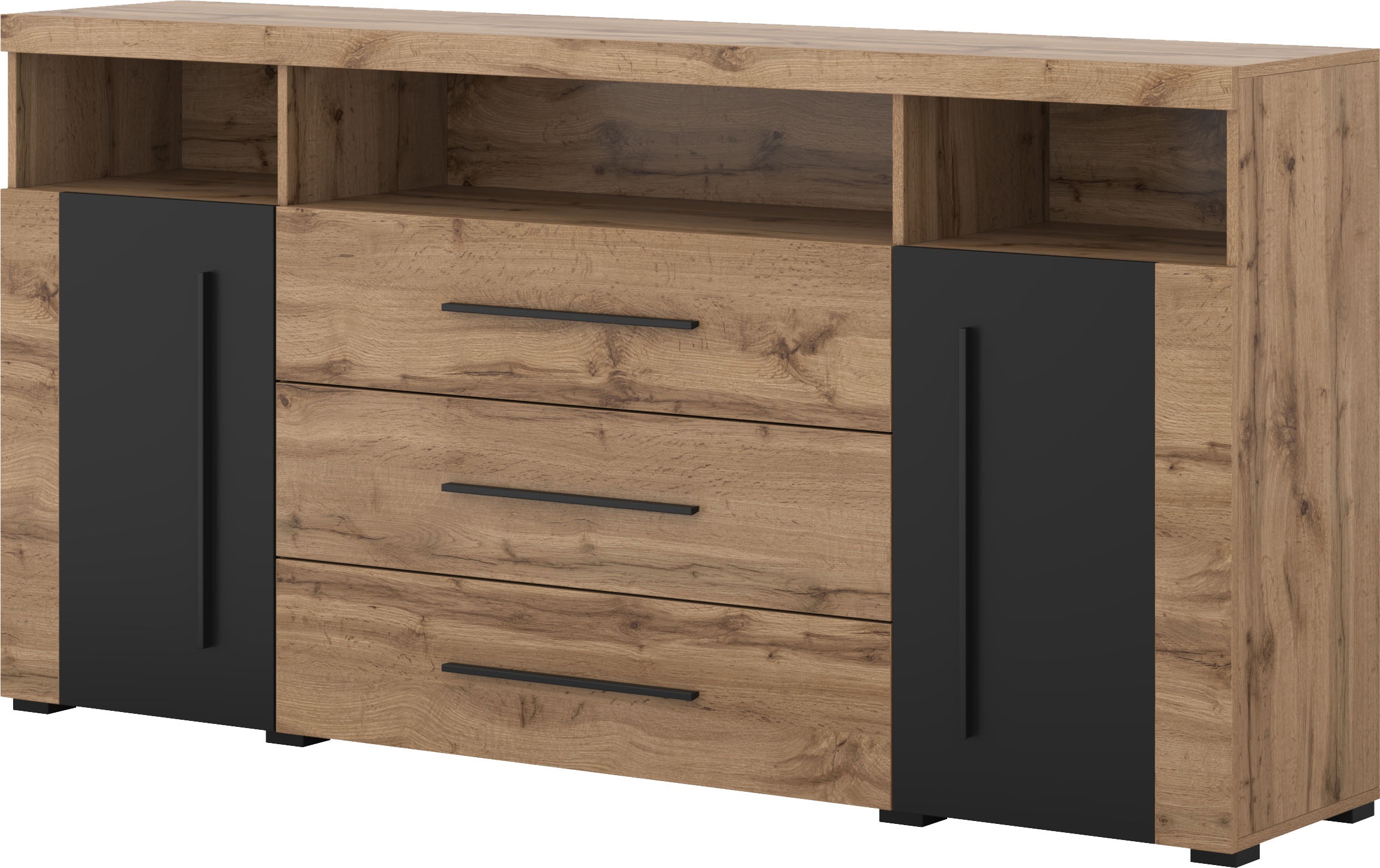 INOSIGN Sideboard »Roger,Breite 182cm, stilvolle Schrank, 2 Holztüren 3 Schubladen«, Kommode mit viel Stauraum, Einlegeböden verstellbar