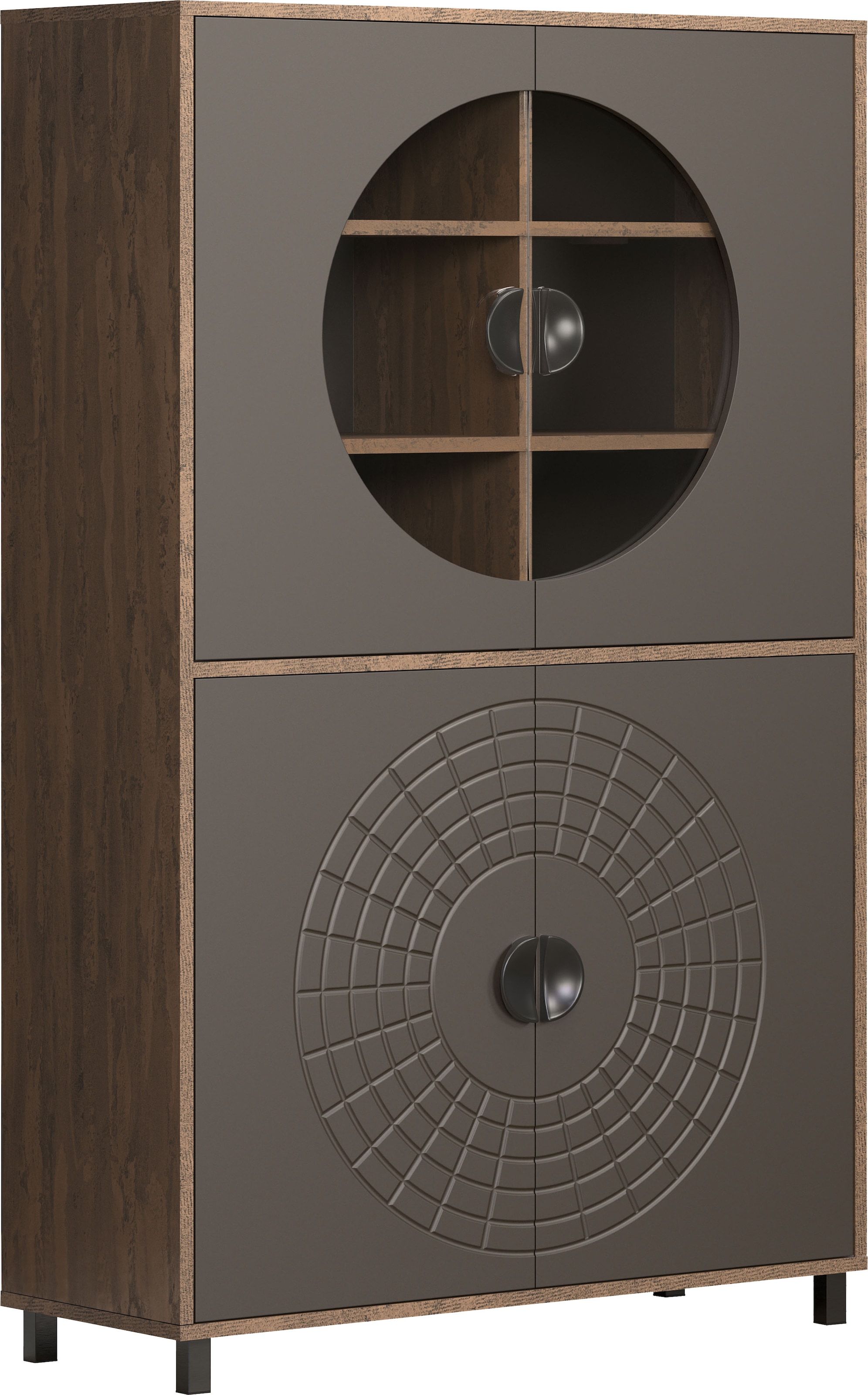 INOSIGN Hochkommode »Fusion« 1 Stk. tlg. Vitrine mit besonderem Kreismuster günstig online kaufen