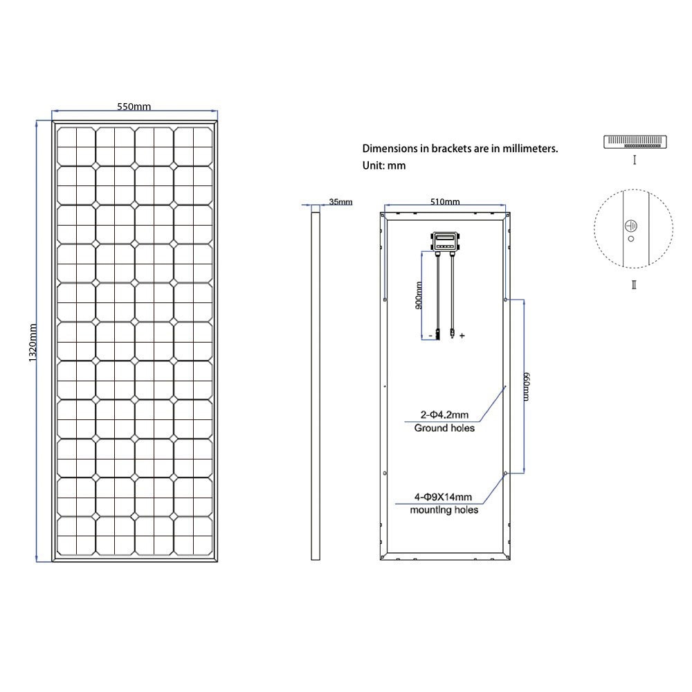 offgridtec Solarmodul »SPR-150 150W 44V High-End Solarpanel«, extrem wiederstandsfähiges ESG-Glas