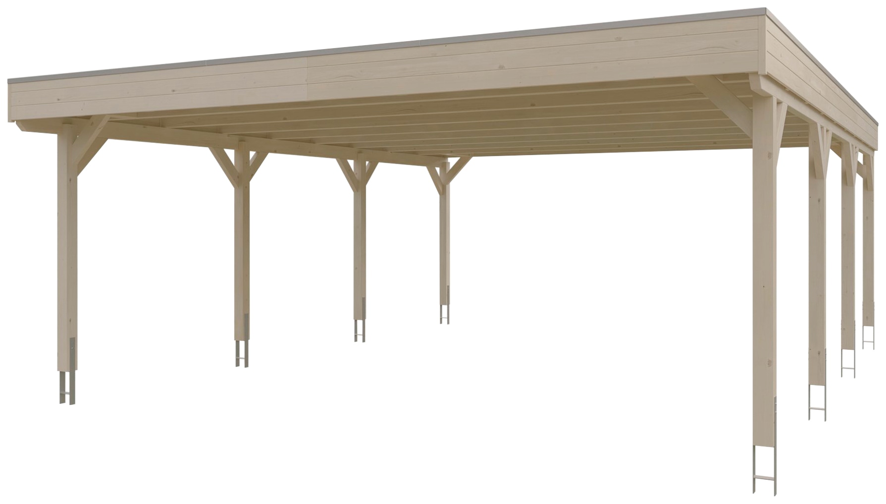 Skanholz Doppelcarport »Grunewald«, Leimholz-Nordisches Fichtenholz, natur, mit Aluminiumdach