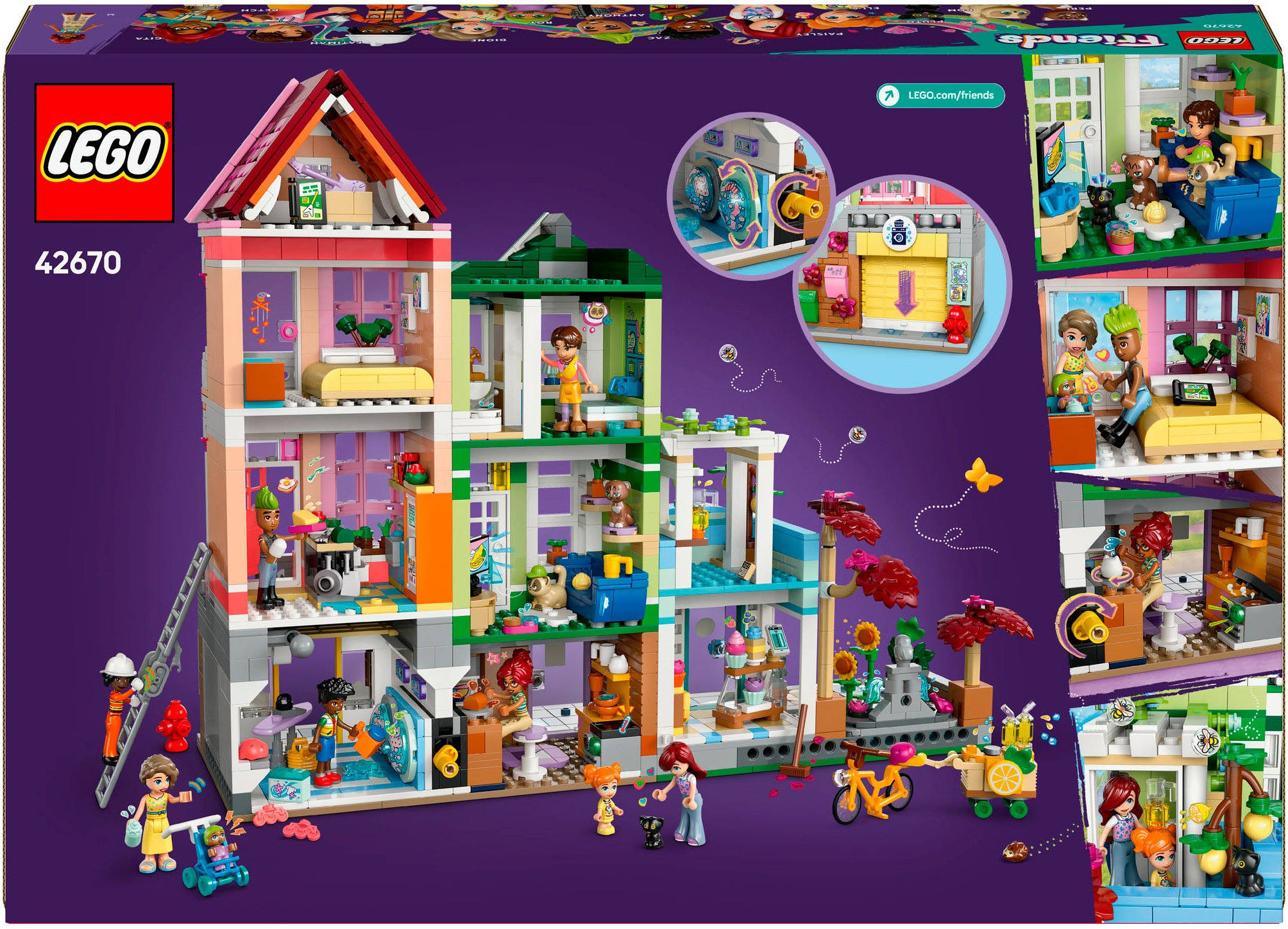 LEGO® Konstruktionsspielsteine »Heartlake City Wohn- und Einkaufsstraße (42670), LEGO Friends«, (2040 St.), Made in Europe