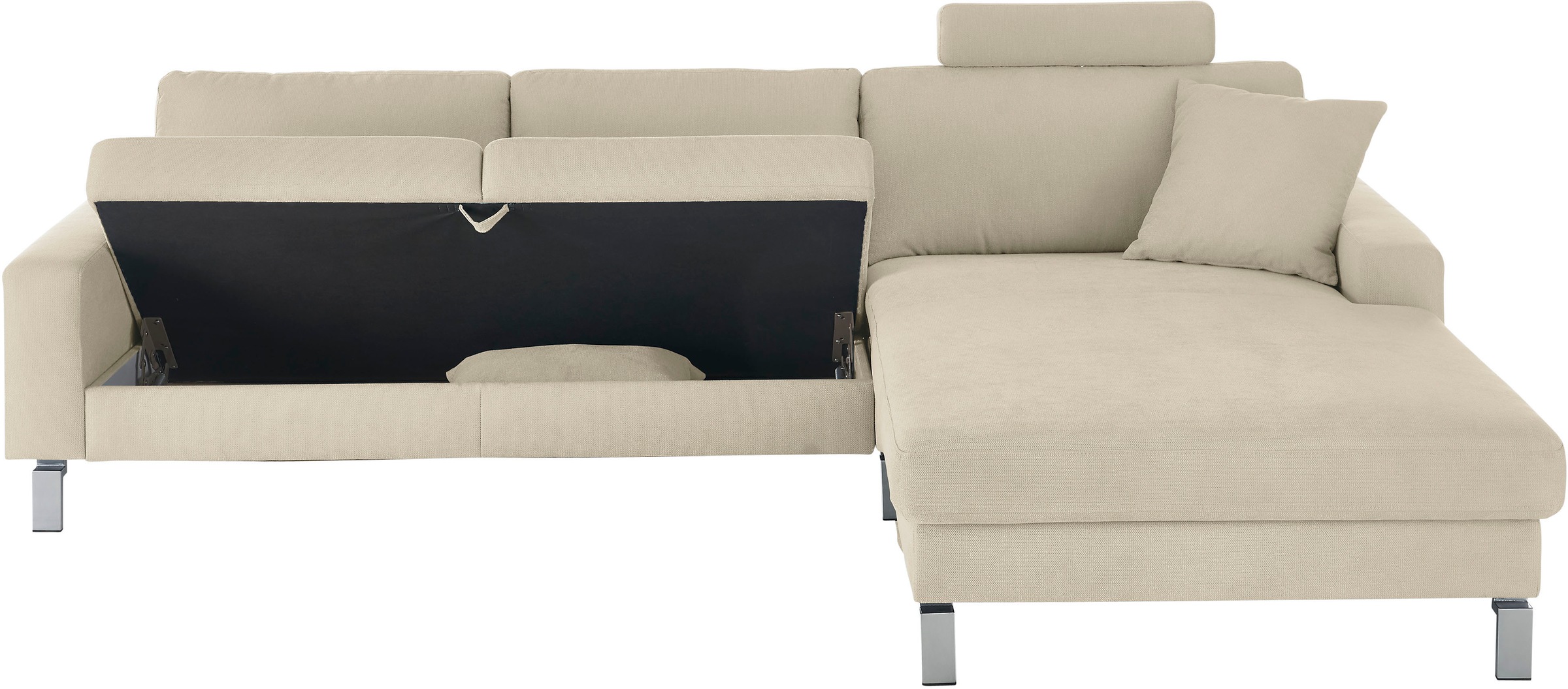 3C Candy Ecksofa »Lecce, wahlweise PUR-Schaumstoff oder Tonnentaschenfederkern«, Bett im 2,5-Sitzer, teilmotorische Schlaffunktion im Longchair, L-Form