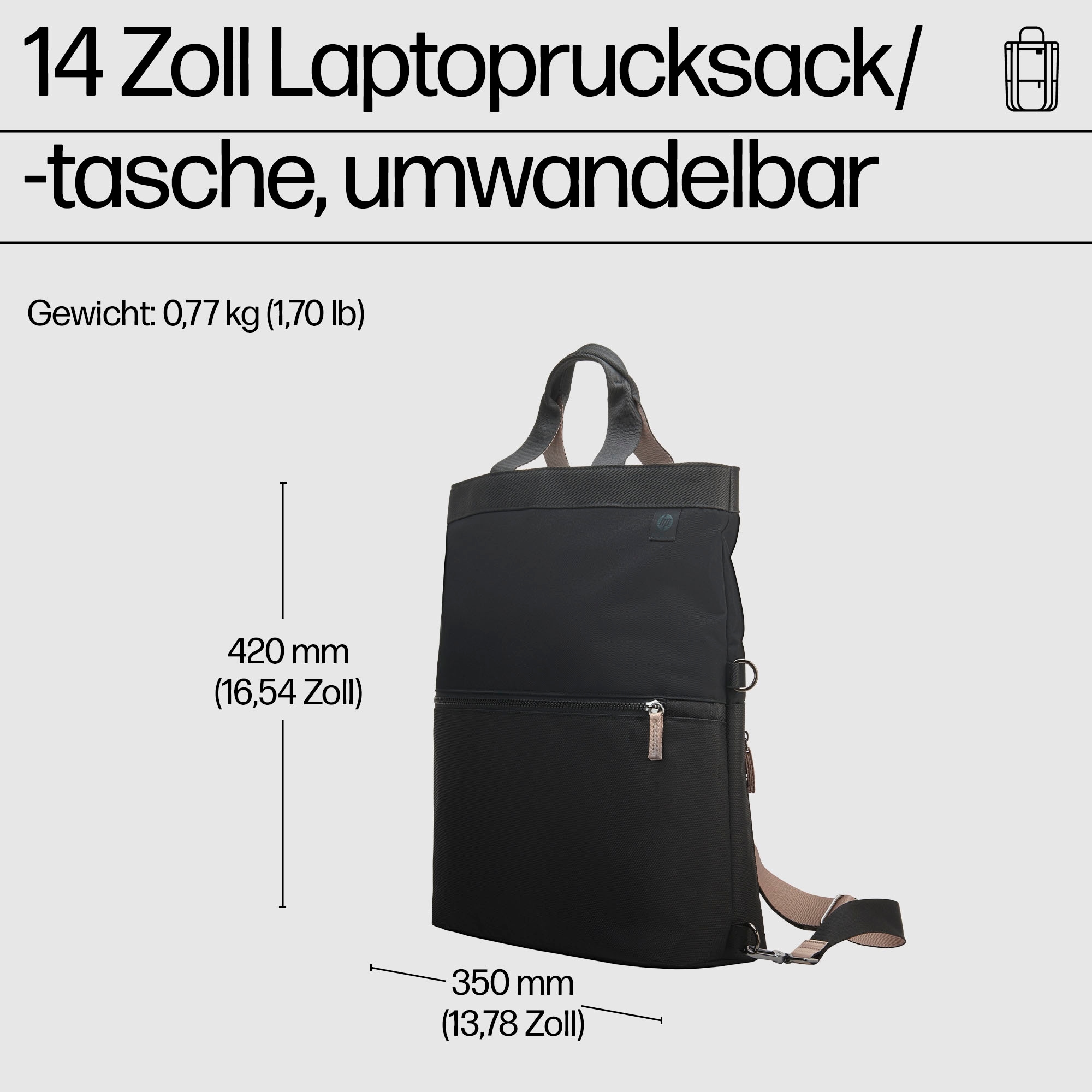 HP Notebook-Rucksack »14 Zoll Convertible Laptop-Rucksack-Tasche«