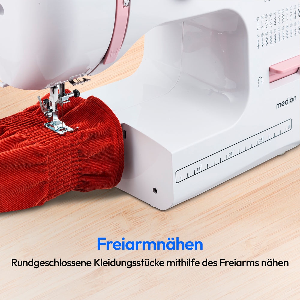 Medion® Freiarm-Nähmaschine »SM60 (MD 10689), 60 Stichmuster, Rückwärtstaste, 60 Watt Motorleistung«, 24 Programme, automatischer Einfädler, einstellbare Stichlänge und -breite, Nähloch