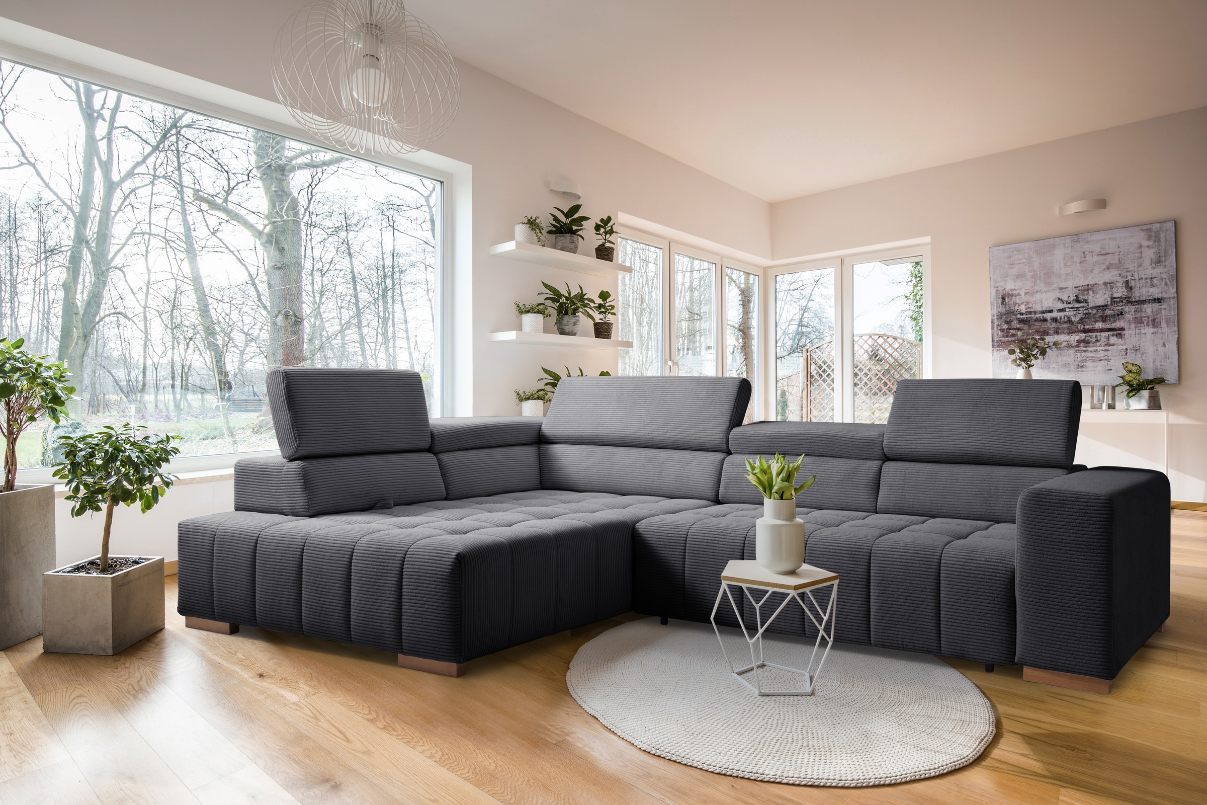 exxpo - sofa fashion Ecksofa »Elianos, hoher Sitzkomfort, aufwendige Kreuzs günstig online kaufen
